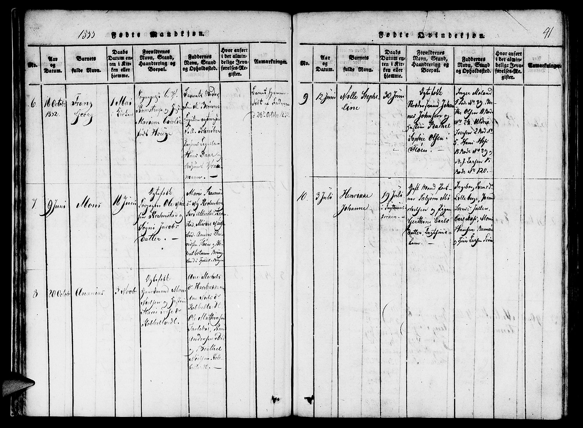 St. Jørgens hospital og Årstad sokneprestembete, AV/SAB-A-99934: Parish register (official) no. A 3, 1815-1843, p. 41