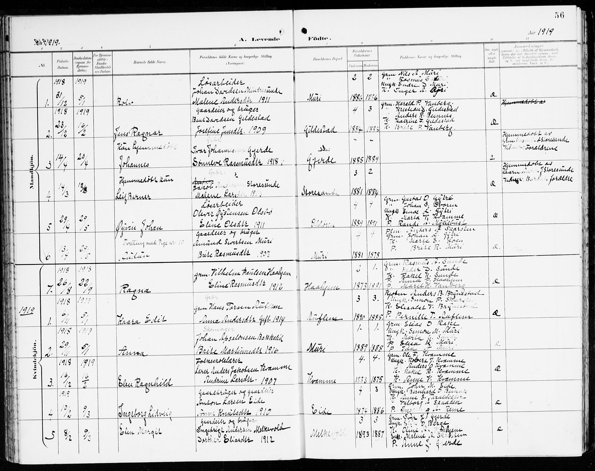 Innvik sokneprestembete, AV/SAB-A-80501: Parish register (official) no. C 2, 1900-1920, p. 56