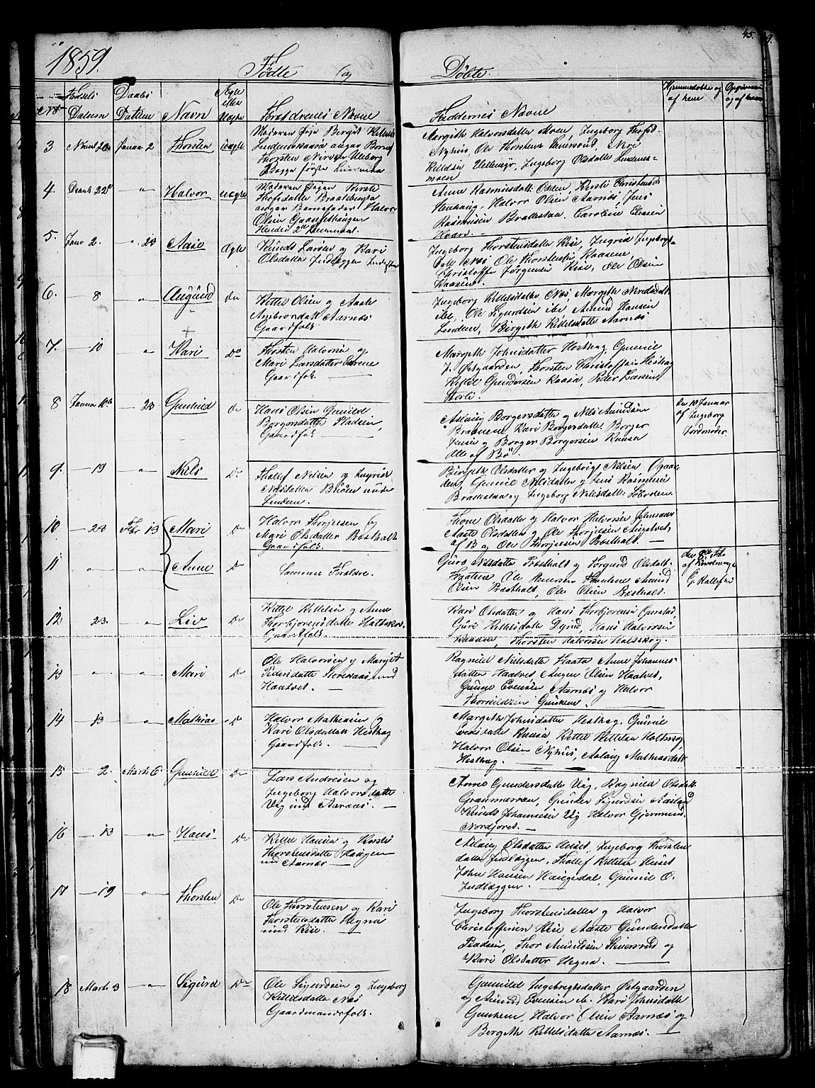 Sauherad kirkebøker, AV/SAKO-A-298/G/Gb/L0001: Parish register (copy) no. II 1, 1845-1865, p. 45