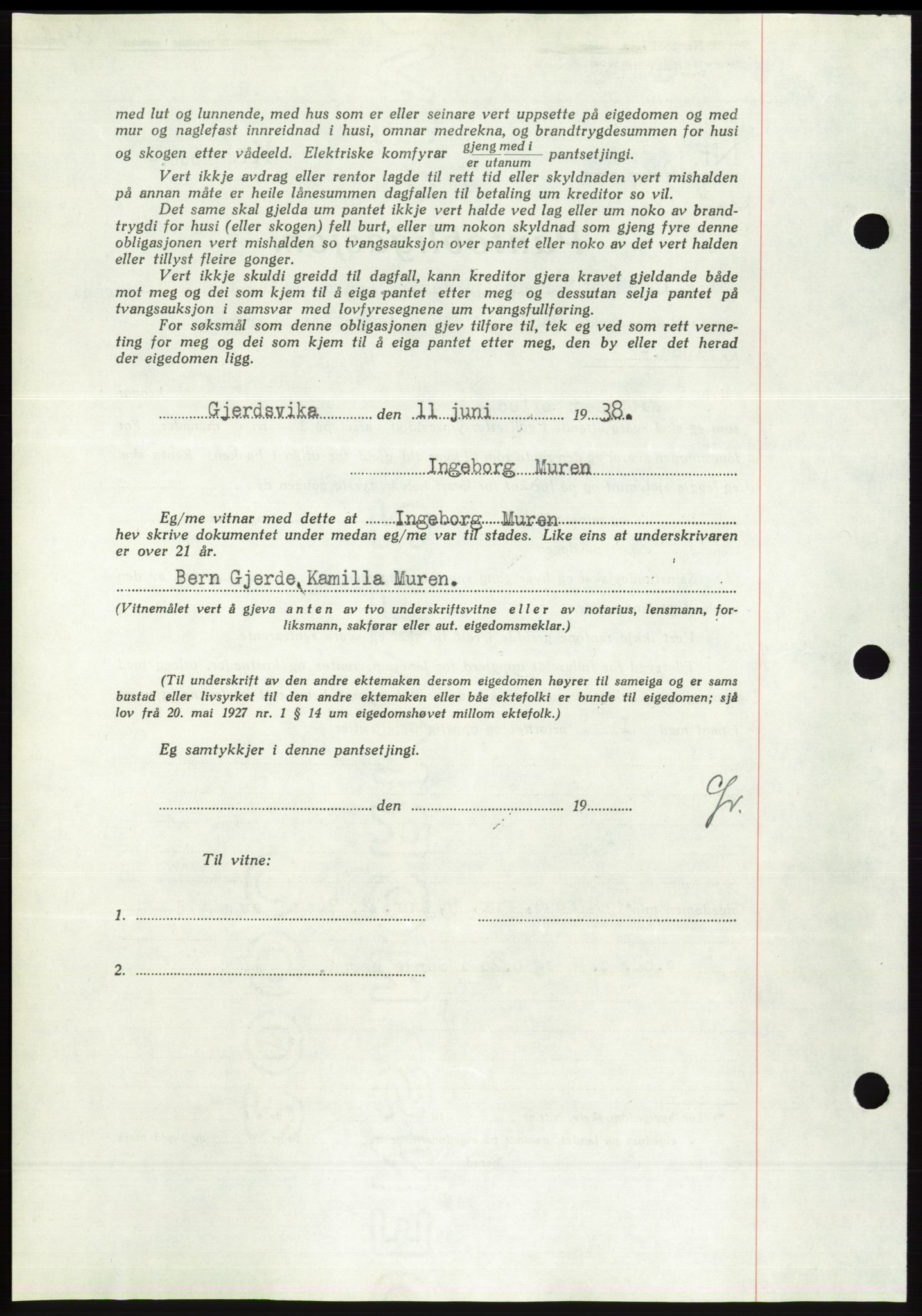 Søre Sunnmøre sorenskriveri, AV/SAT-A-4122/1/2/2C/L0065: Mortgage book no. 59, 1938-1938, Diary no: : 840/1938