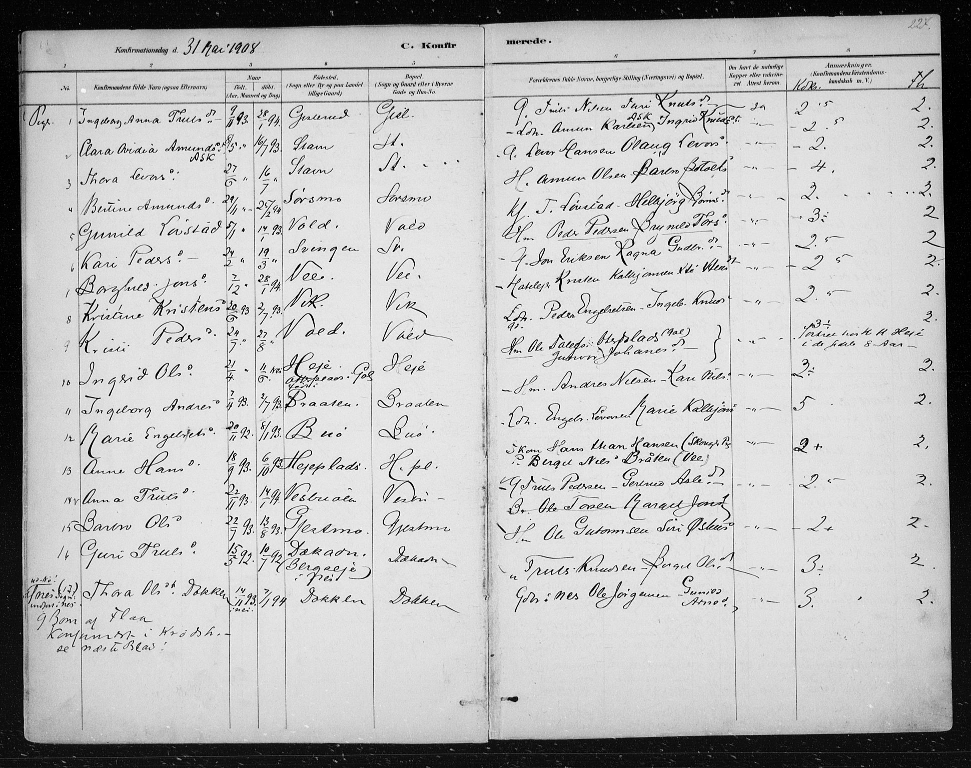 Nes kirkebøker, AV/SAKO-A-236/F/Fa/L0012: Parish register (official) no. 12, 1881-1917, p. 227