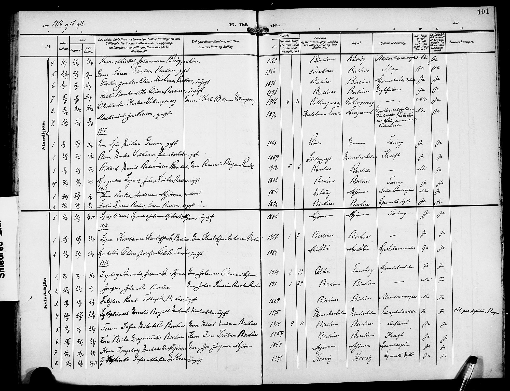 Gulen sokneprestembete, SAB/A-80201/H/Hab/Habd/L0001: Parish register (copy) no. D 1, 1901-1924, p. 101