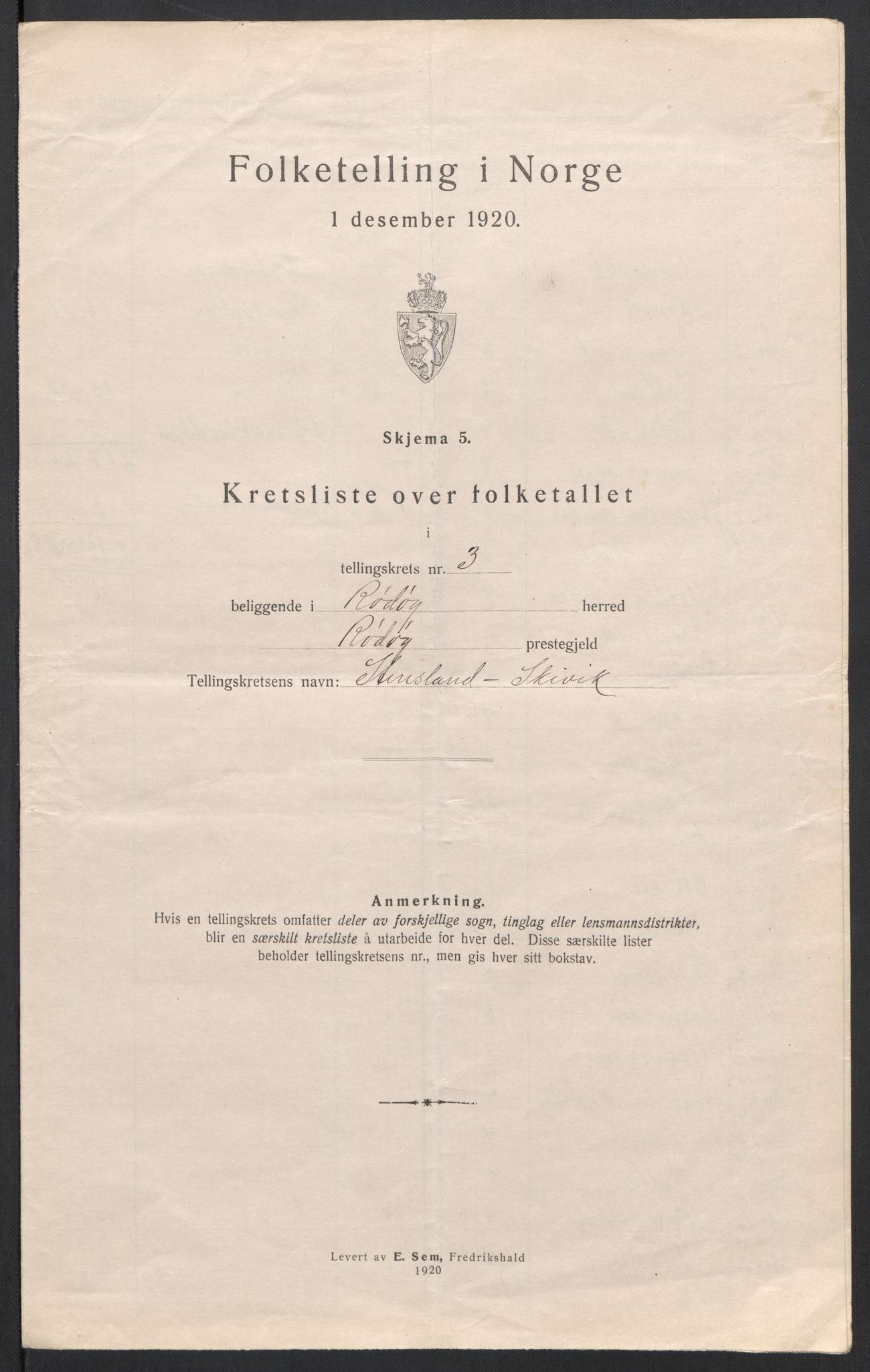 SAT, 1920 census for Rødøy, 1920, p. 12