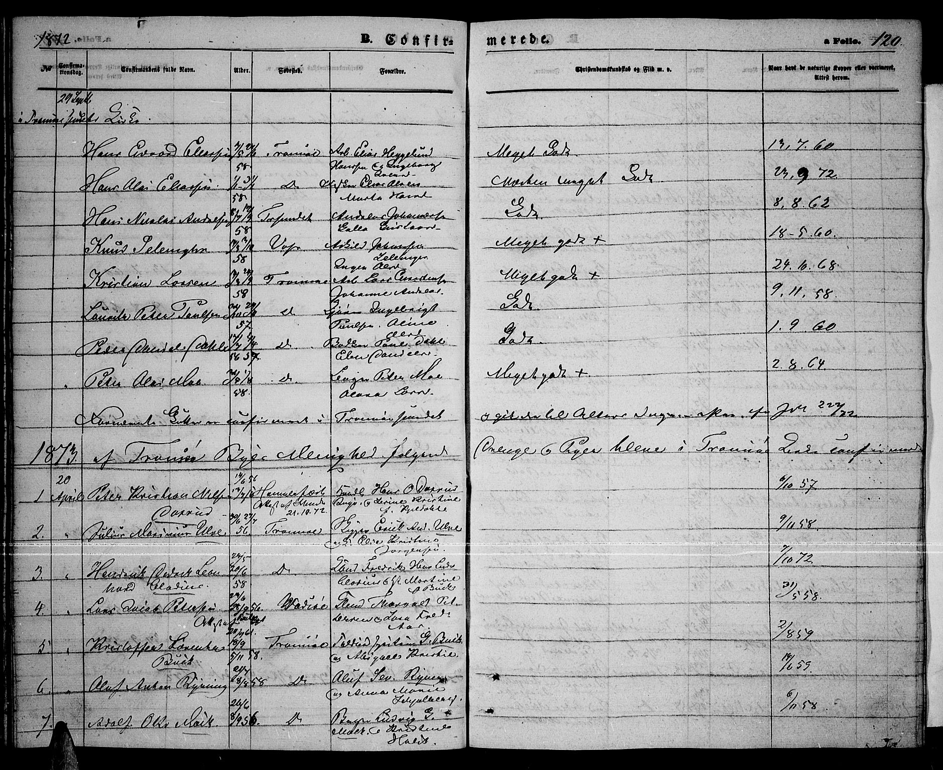 Tromsø sokneprestkontor/stiftsprosti/domprosti, SATØ/S-1343/G/Gb/L0007klokker: Parish register (copy) no. 7, 1867-1875, p. 120
