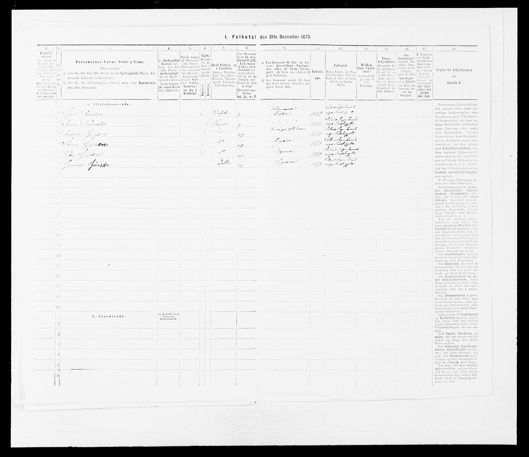 SAB, 1875 census for 1411P Eivindvik, 1875, p. 1247