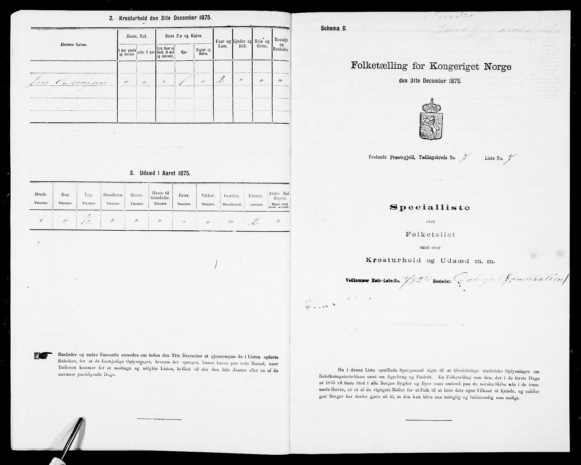 SAK, 1875 census for 0919P Froland, 1875, p. 648