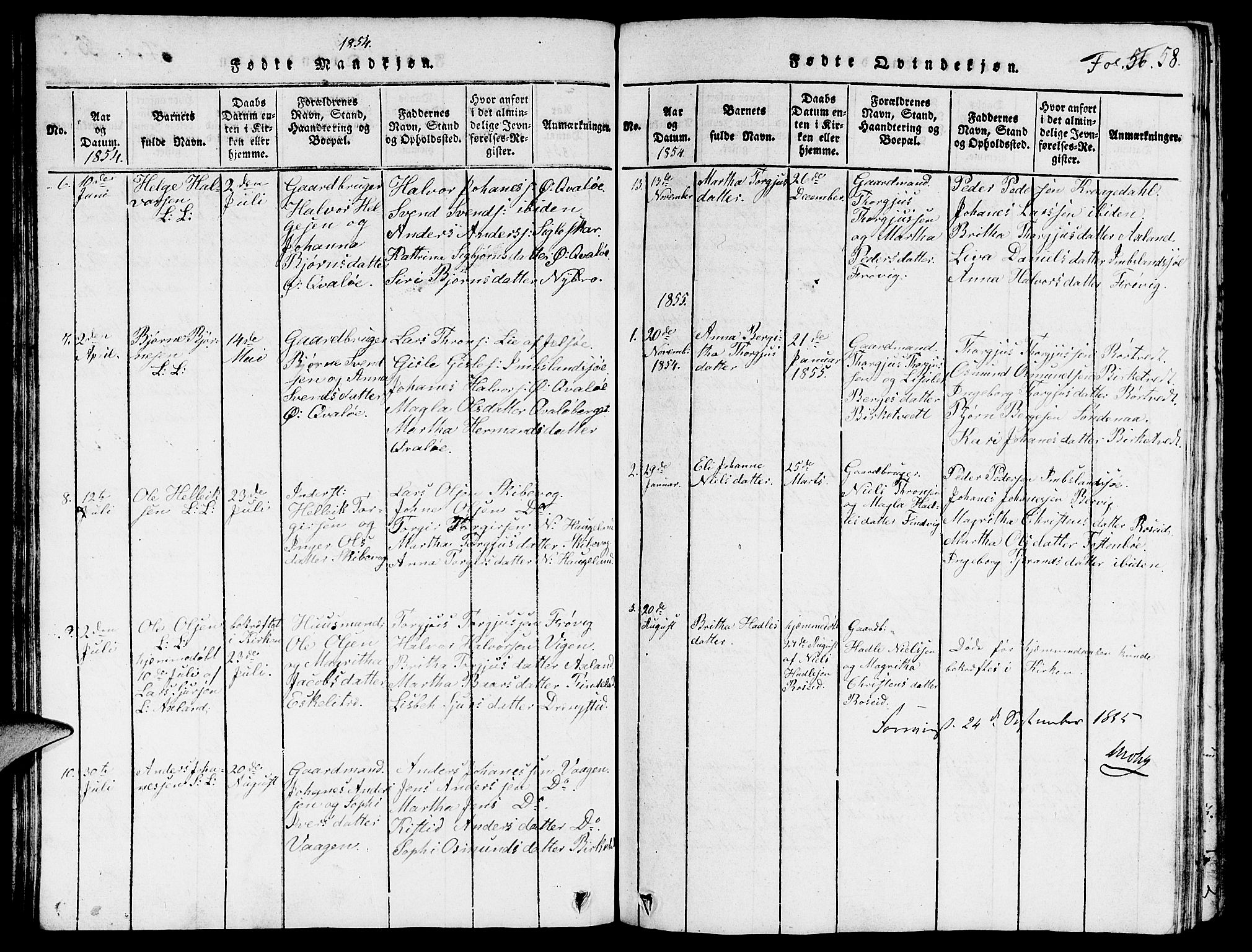 Vikedal sokneprestkontor, SAST/A-101840/01/V: Parish register (copy) no. B 3, 1816-1867, p. 58