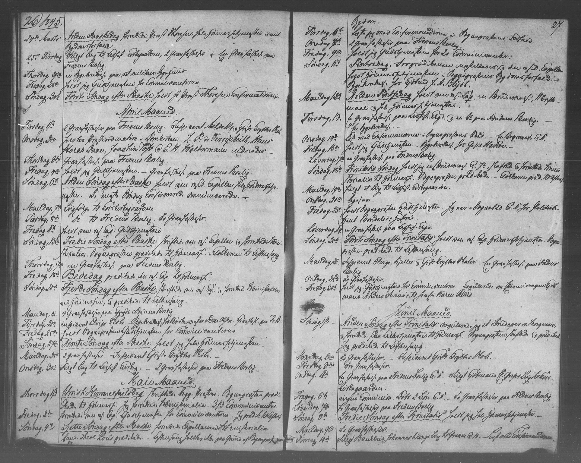 Korskirken sokneprestembete, SAB/A-76101/H/Haa/L0067: Curate's parish register no. A 2, 1844-1854, p. 26-27