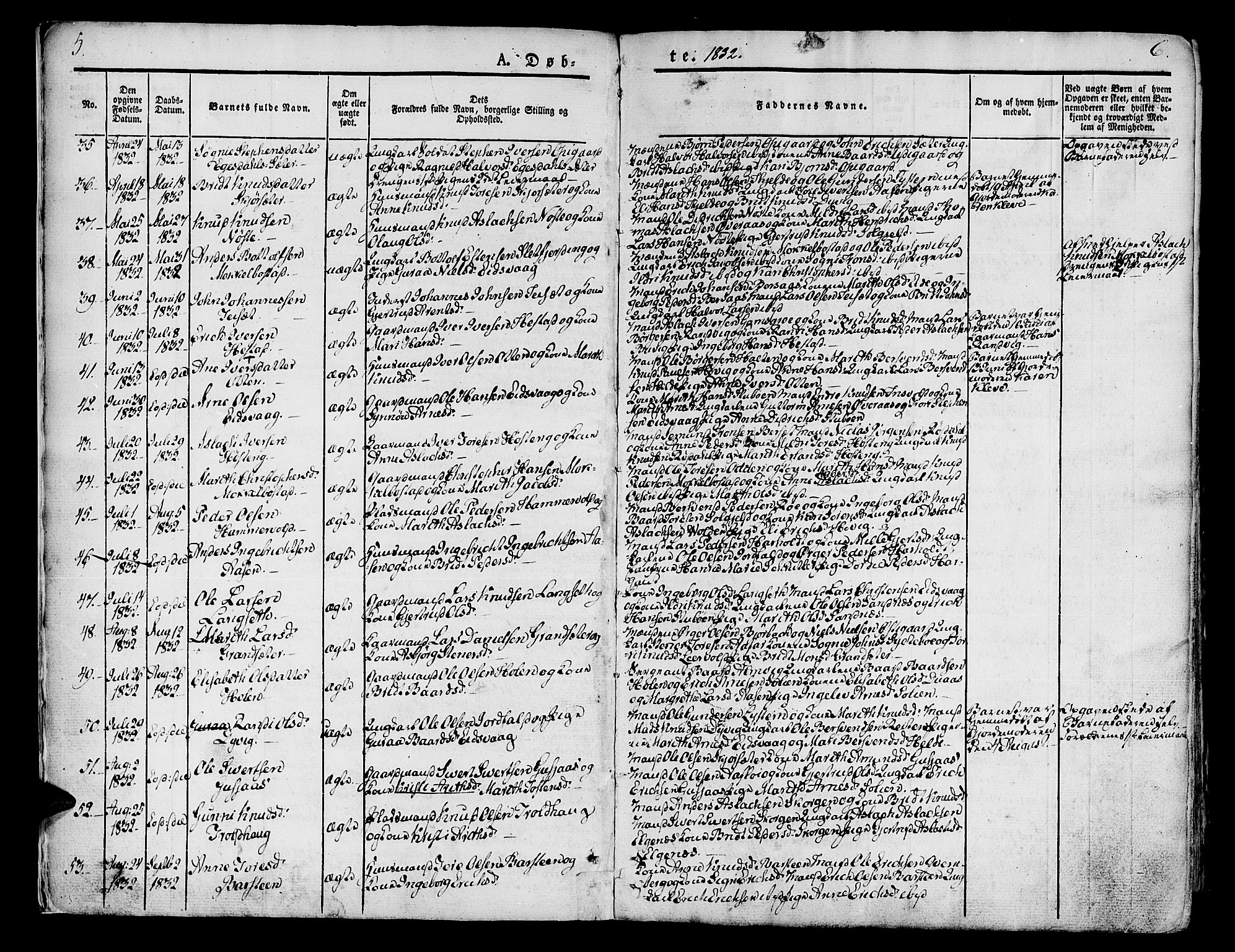 Ministerialprotokoller, klokkerbøker og fødselsregistre - Møre og Romsdal, SAT/A-1454/551/L0624: Parish register (official) no. 551A04, 1831-1845, p. 5-6