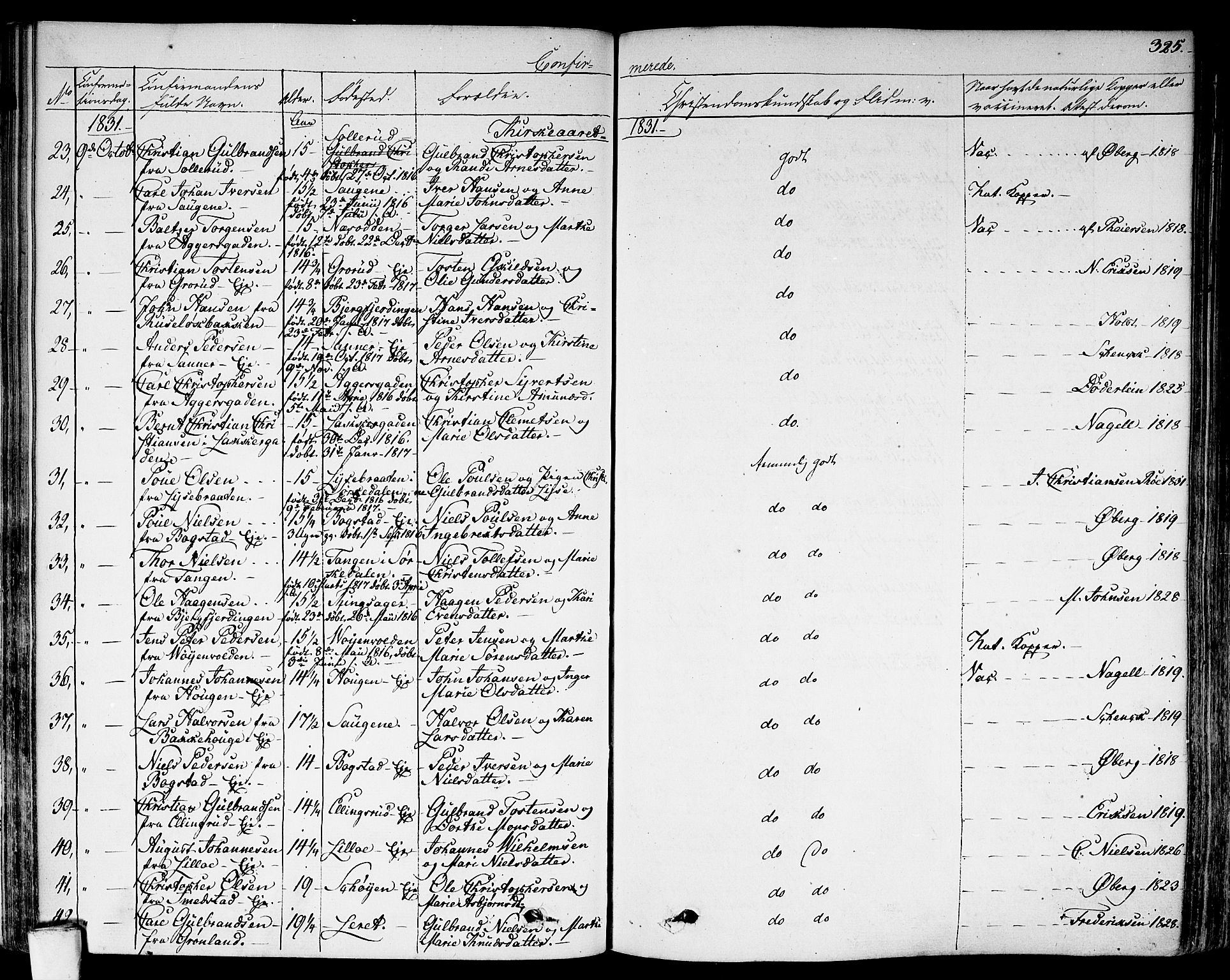 Aker prestekontor kirkebøker, AV/SAO-A-10861/F/L0013: Parish register (official) no. 13, 1828-1837, p. 325