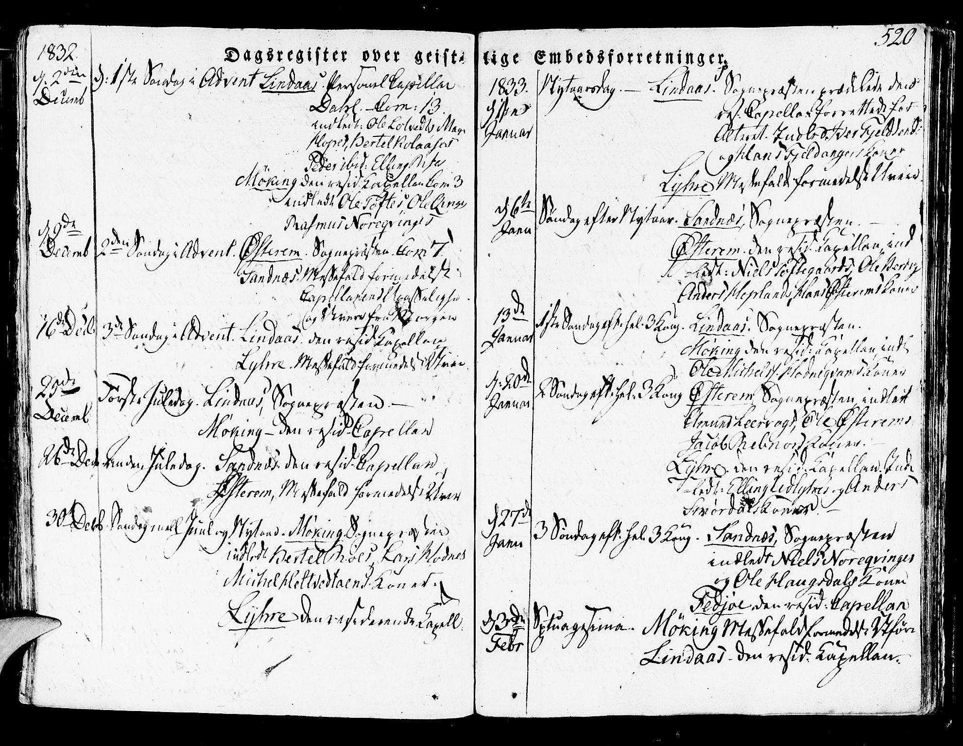 Lindås Sokneprestembete, SAB/A-76701/H/Haa: Parish register (official) no. A 8, 1823-1836, p. 520