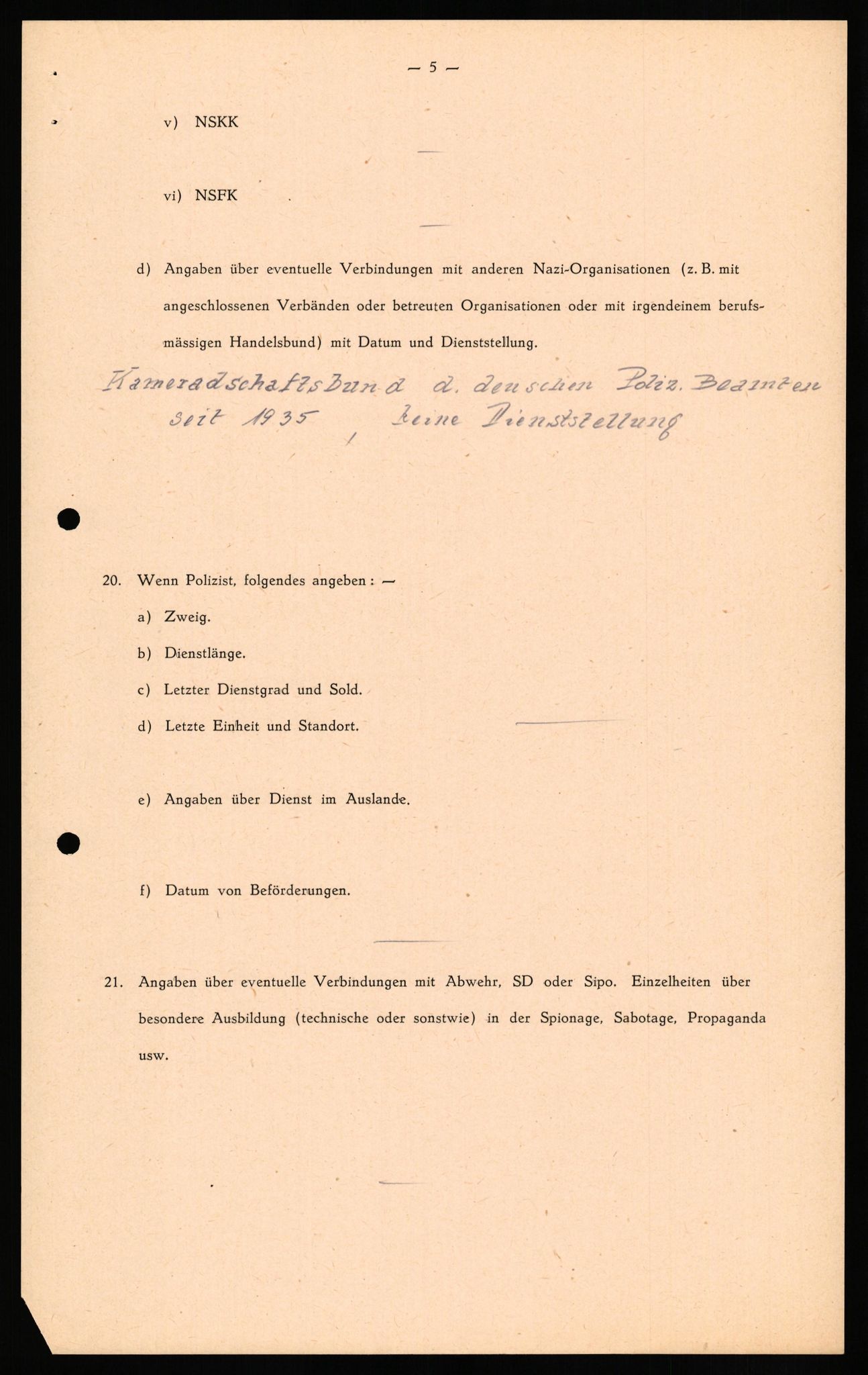 Forsvaret, Forsvarets overkommando II, AV/RA-RAFA-3915/D/Db/L0027: CI Questionaires. Tyske okkupasjonsstyrker i Norge. Tyskere., 1945-1946, p. 314