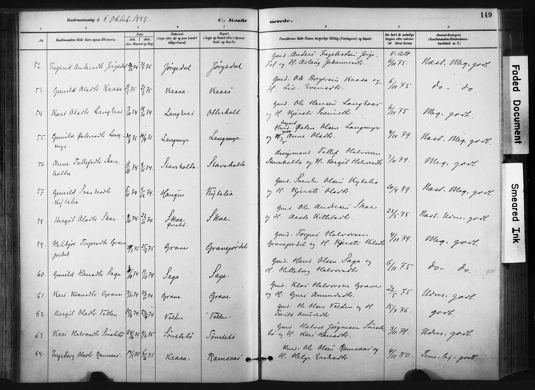 Bø kirkebøker, AV/SAKO-A-257/F/Fa/L0010: Parish register (official) no. 10, 1880-1892, p. 149