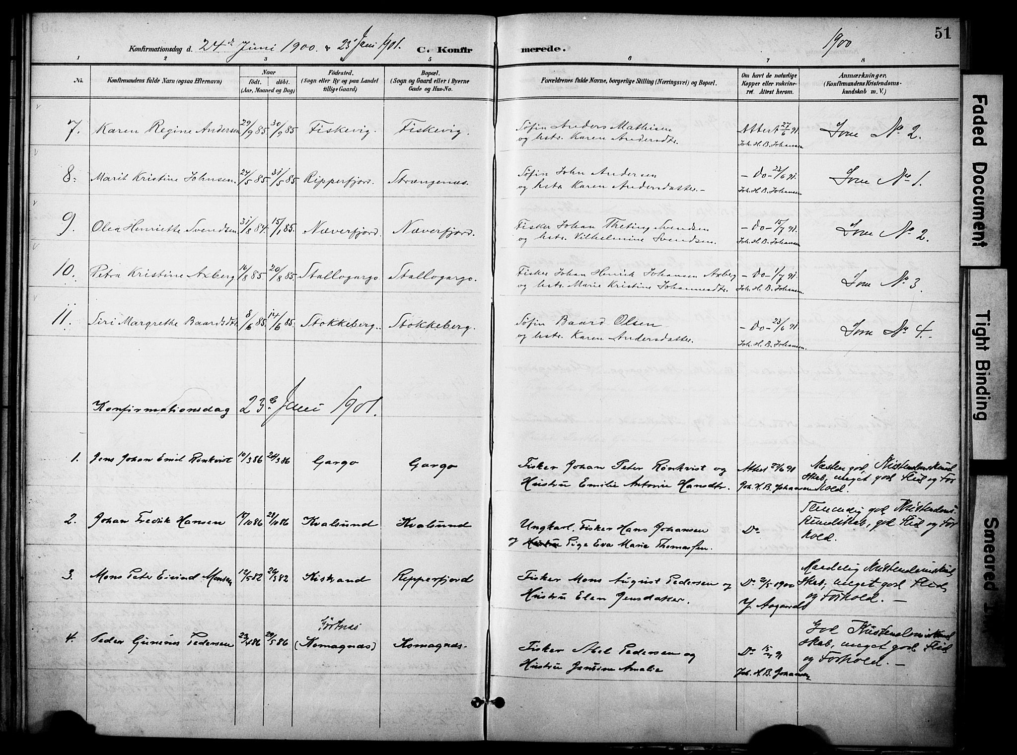 Hammerfest sokneprestkontor, SATØ/S-1347/H/Ha/L0012.kirke: Parish register (official) no. 12, 1898-1908, p. 51