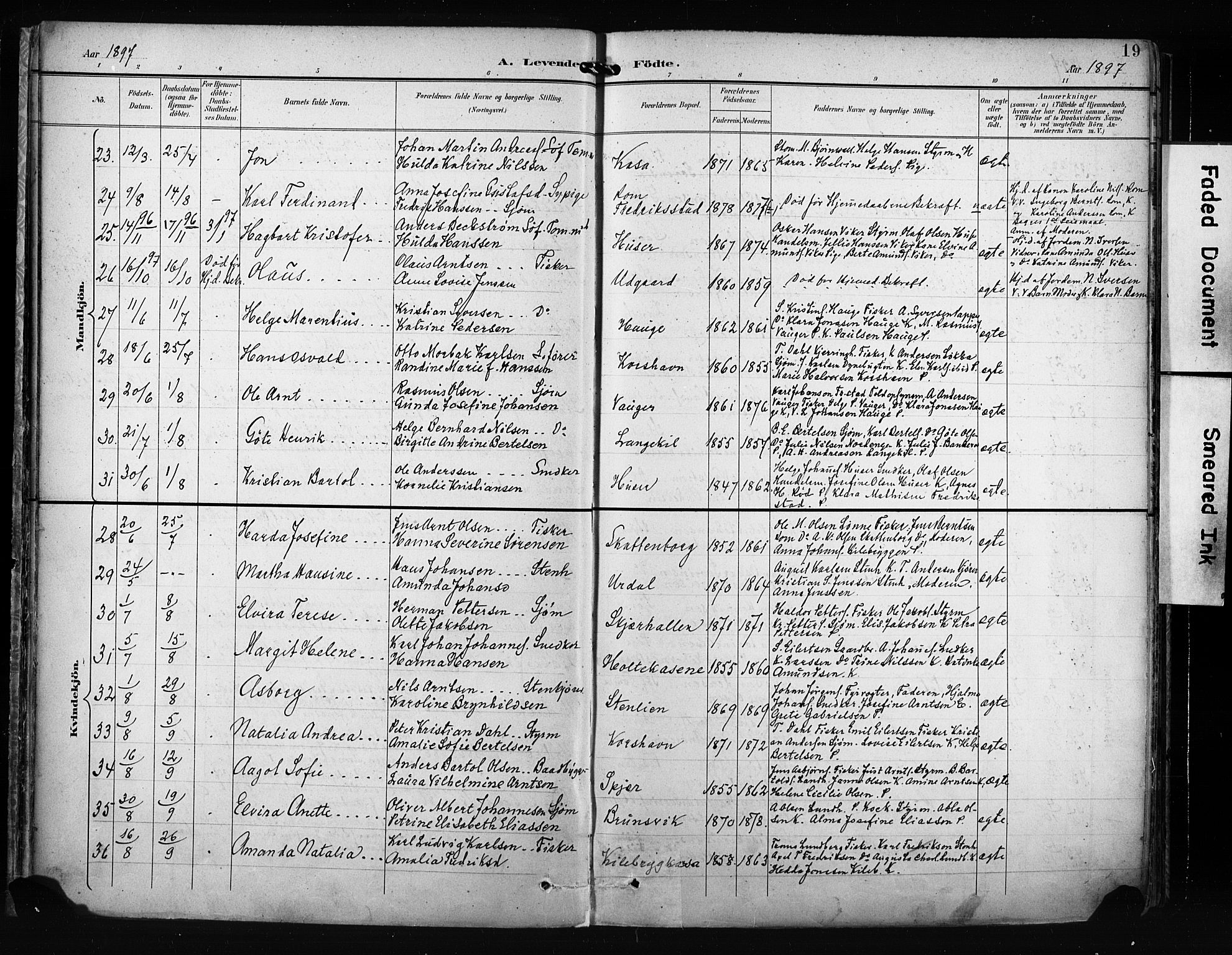 Hvaler prestekontor Kirkebøker, AV/SAO-A-2001/F/Fa/L0009: Parish register (official) no. I 9, 1895-1906, p. 19