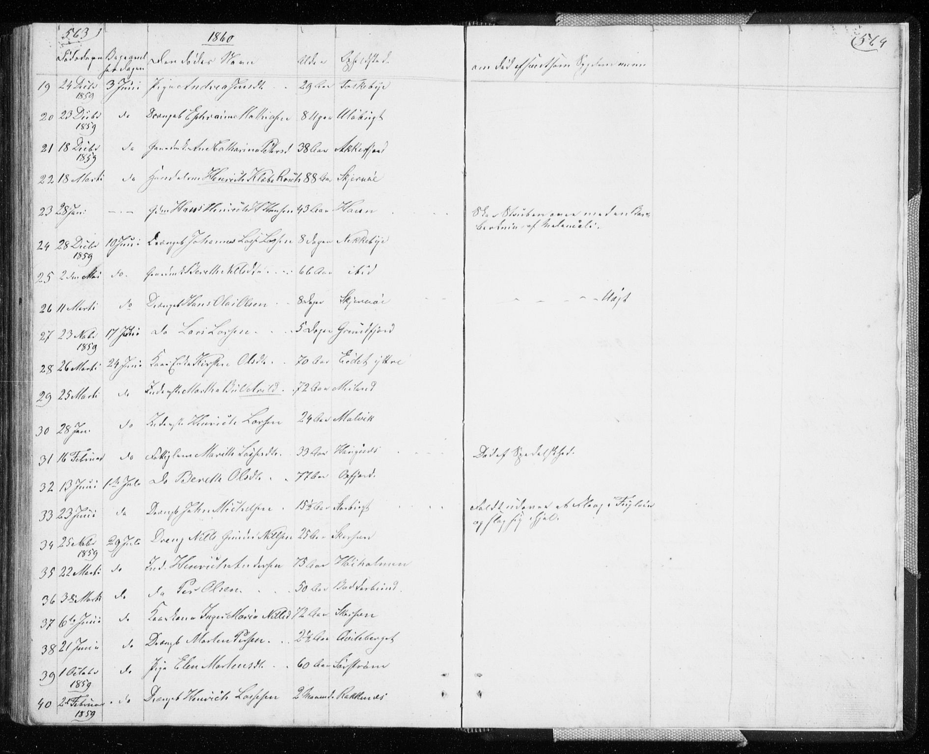 Skjervøy sokneprestkontor, AV/SATØ-S-1300/H/Ha/Hab/L0003klokker: Parish register (copy) no. 3, 1849-1861, p. 563-564