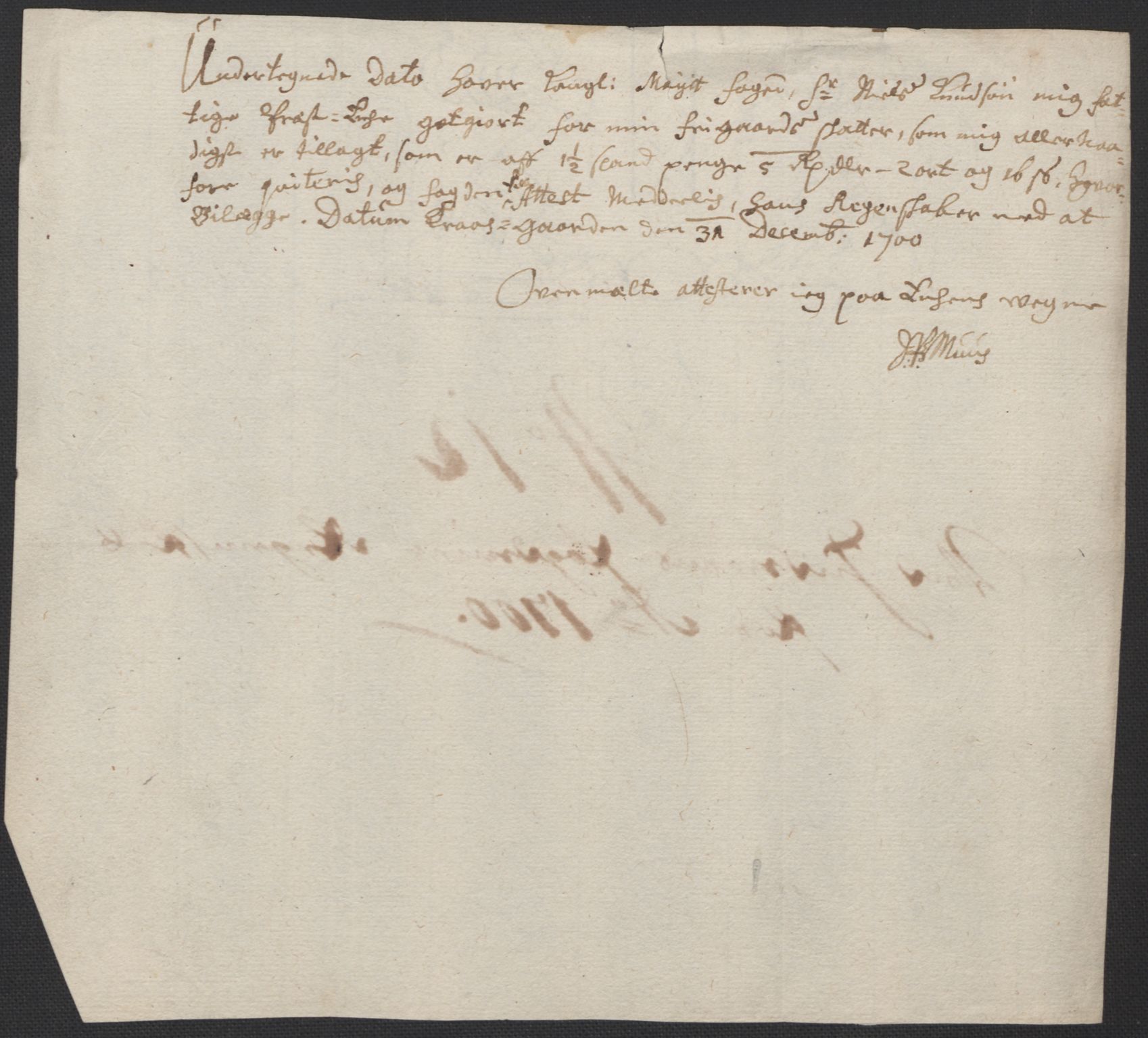 Rentekammeret inntil 1814, Reviderte regnskaper, Fogderegnskap, AV/RA-EA-4092/R63/L4311: Fogderegnskap Inderøy, 1700, p. 134