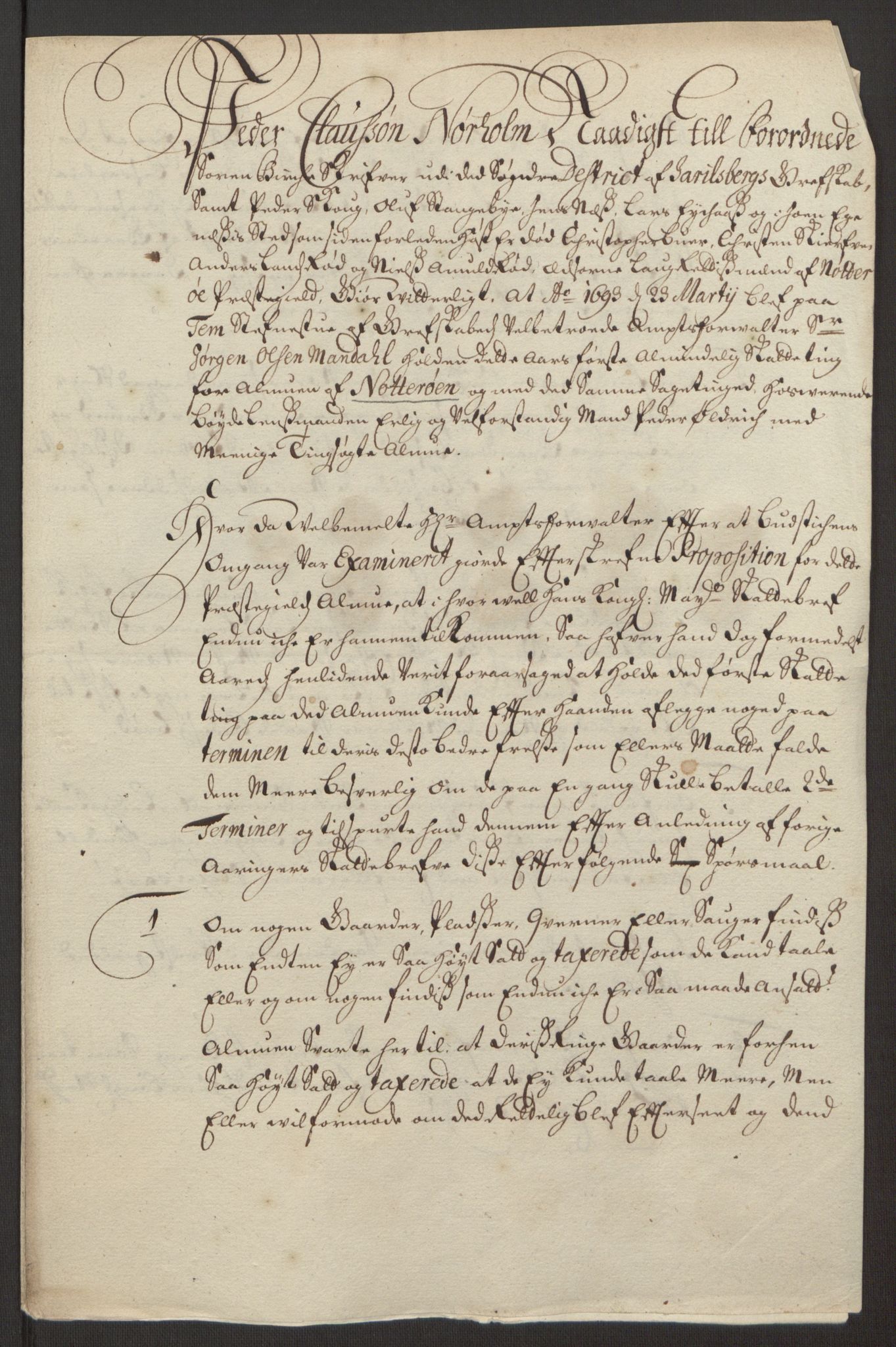 Rentekammeret inntil 1814, Reviderte regnskaper, Fogderegnskap, AV/RA-EA-4092/R32/L1866: Fogderegnskap Jarlsberg grevskap, 1693, p. 415