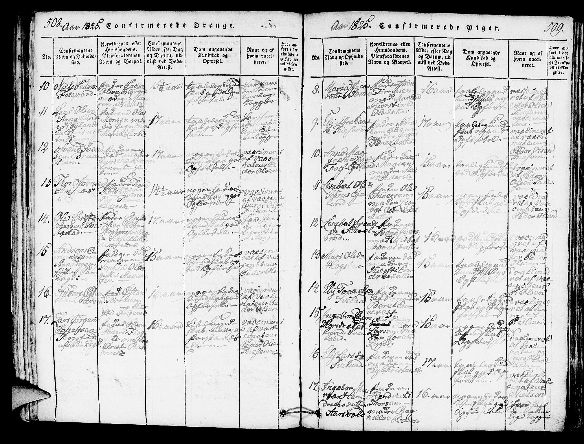 Høyland sokneprestkontor, AV/SAST-A-101799/001/30BA/L0006: Parish register (official) no. A 6, 1815-1825, p. 508-509