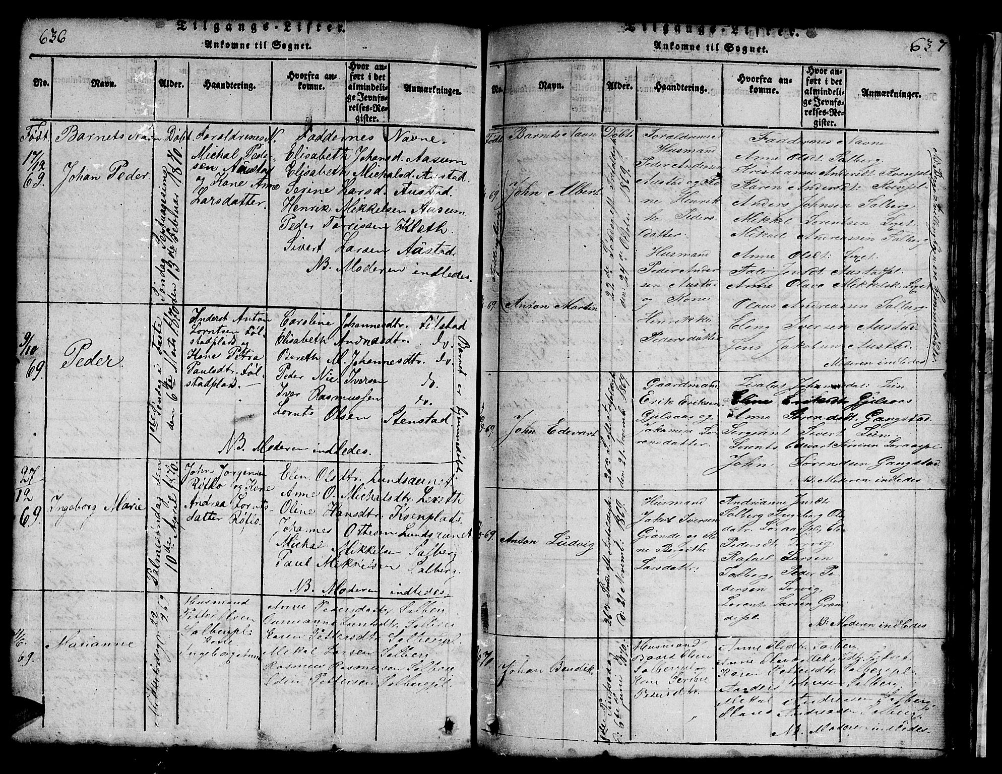 Ministerialprotokoller, klokkerbøker og fødselsregistre - Nord-Trøndelag, SAT/A-1458/731/L0310: Parish register (copy) no. 731C01, 1816-1874, p. 636-637