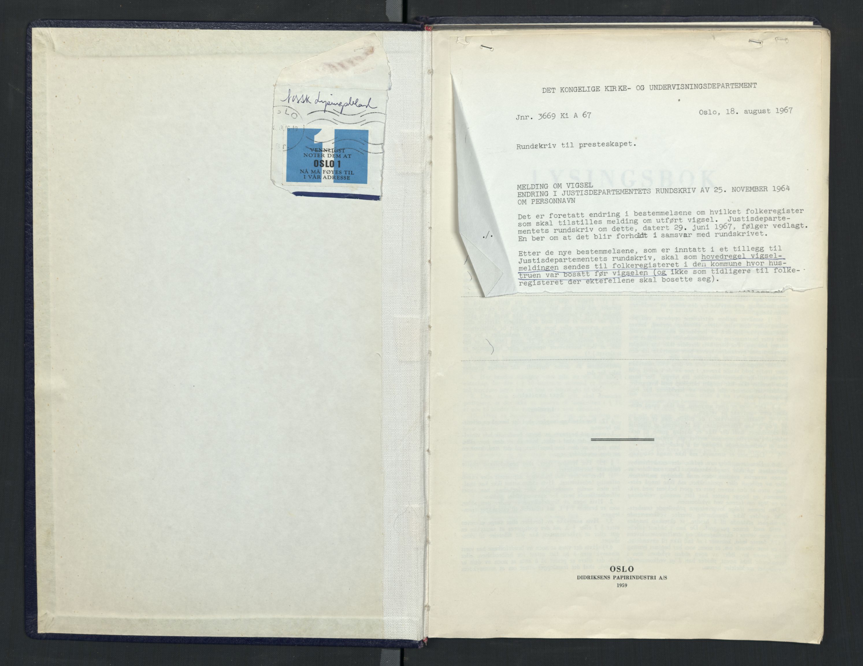 Berg prestekontor Kirkebøker, AV/SAO-A-10902/H/Ha/L0003: Banns register no. I 3, 1967-1969