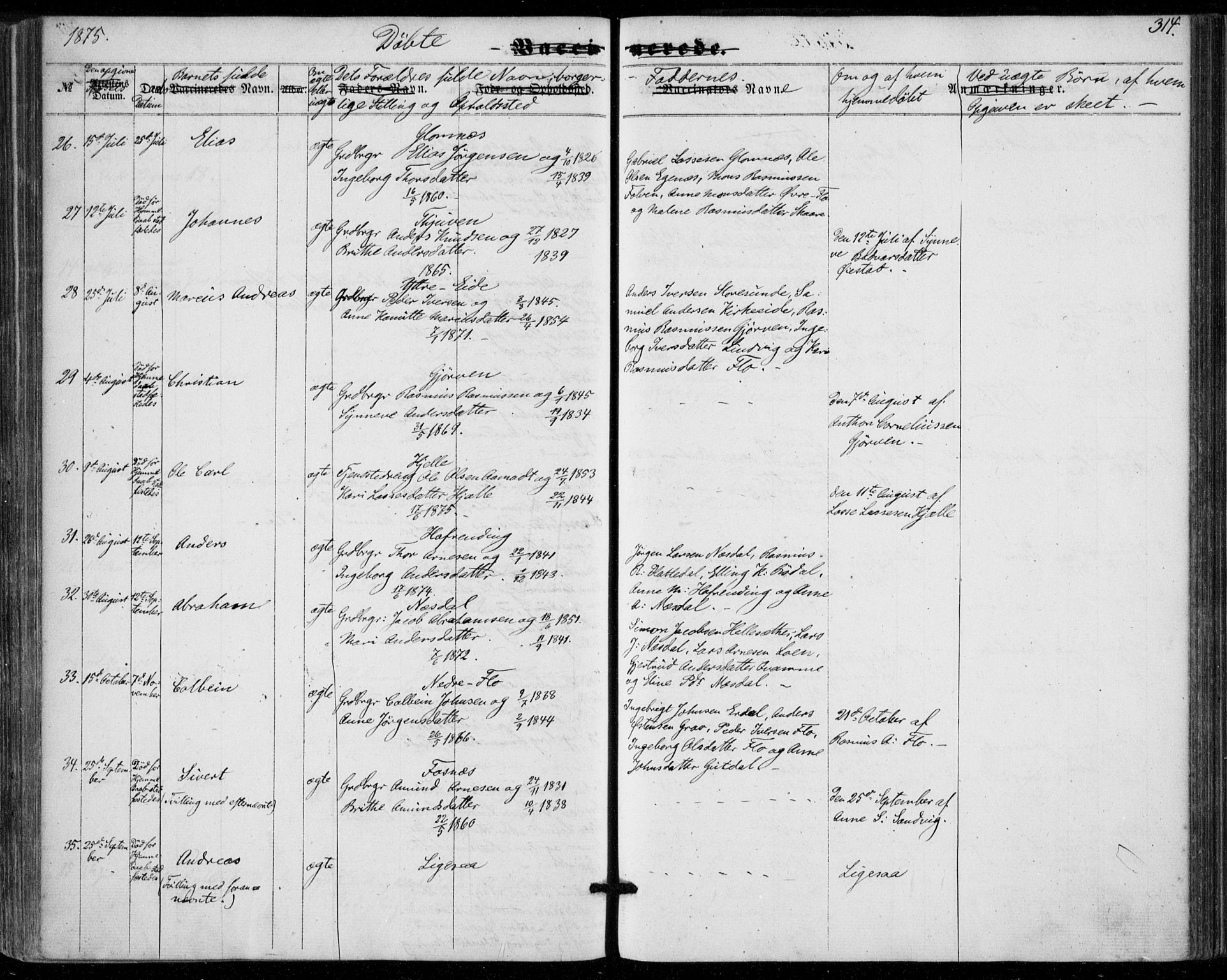 Stryn Sokneprestembete, AV/SAB-A-82501: Parish register (official) no. A 3, 1862-1877, p. 314