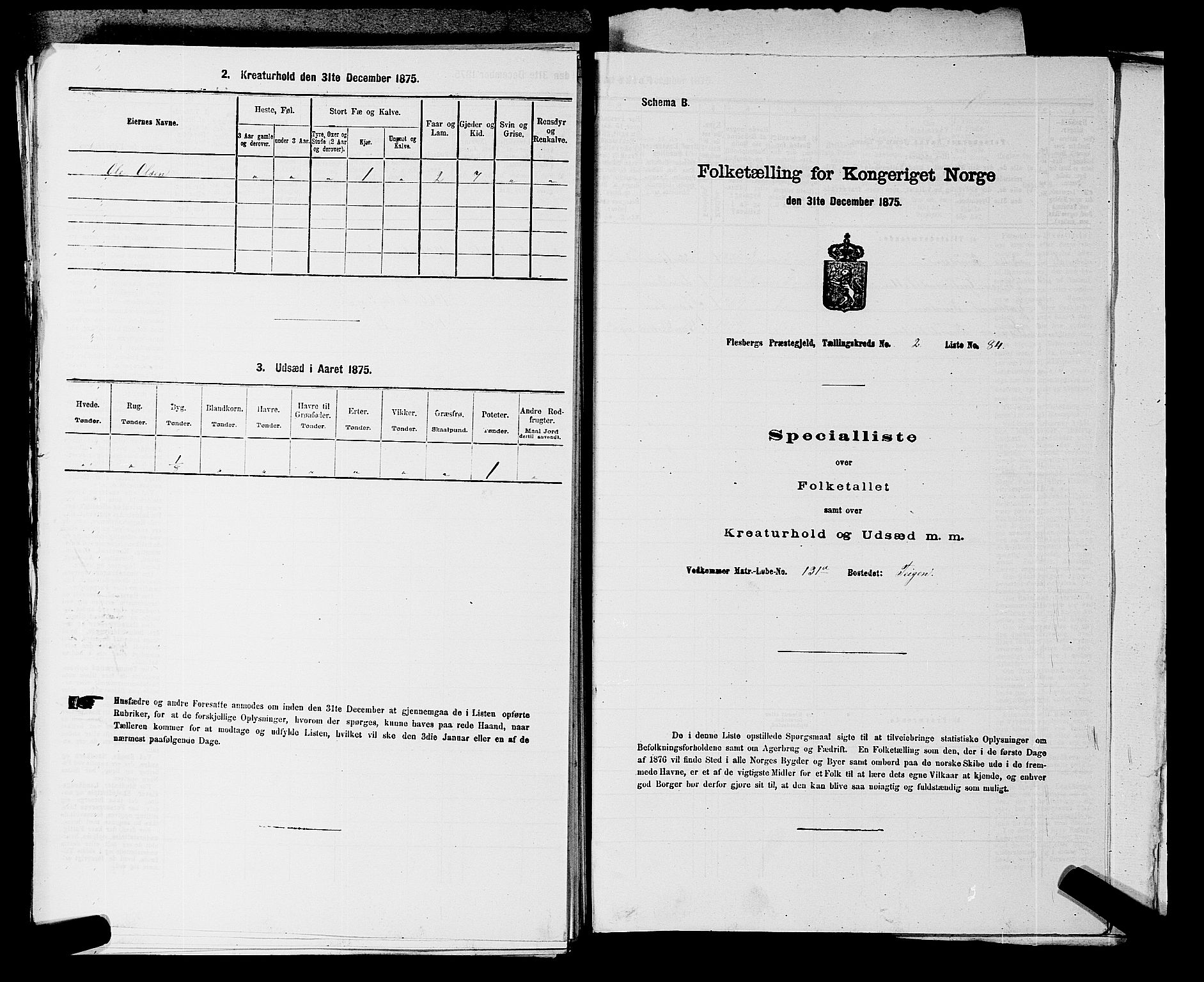 SAKO, 1875 census for 0631P Flesberg, 1875, p. 450