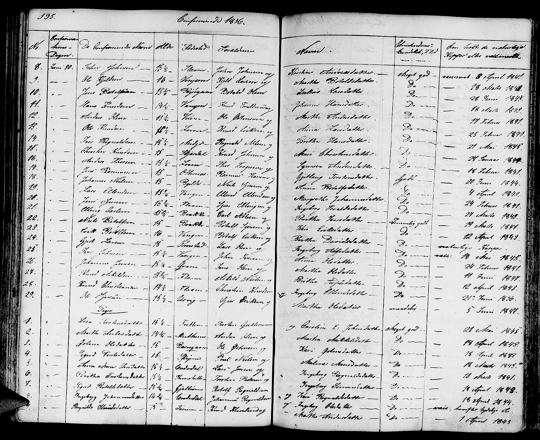 Aurland sokneprestembete, SAB/A-99937/H/Ha/Haa/L0006: Parish register (official) no. A 6, 1821-1859, p. 195