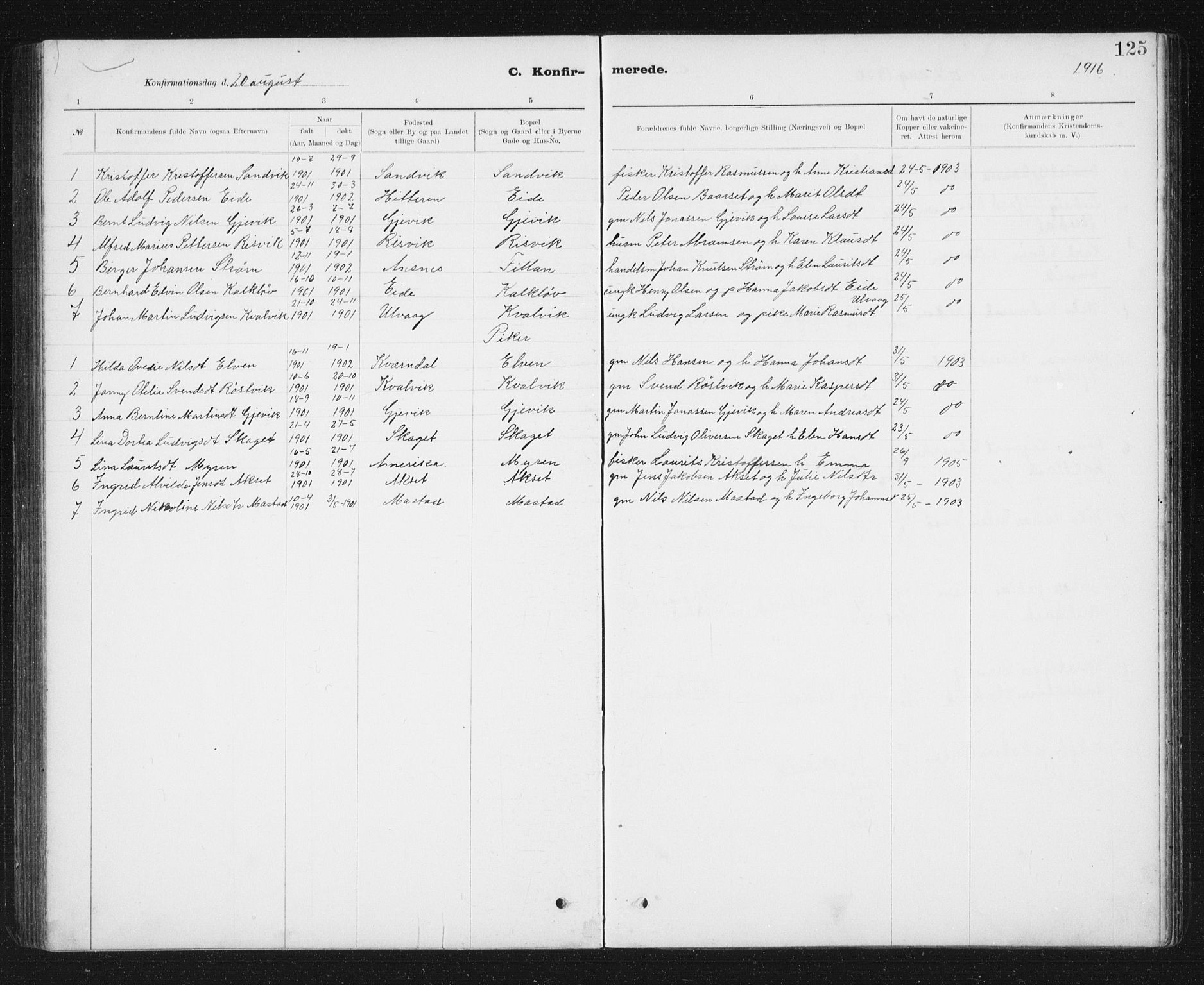 Ministerialprotokoller, klokkerbøker og fødselsregistre - Sør-Trøndelag, SAT/A-1456/637/L0563: Parish register (copy) no. 637C04, 1899-1940, p. 125