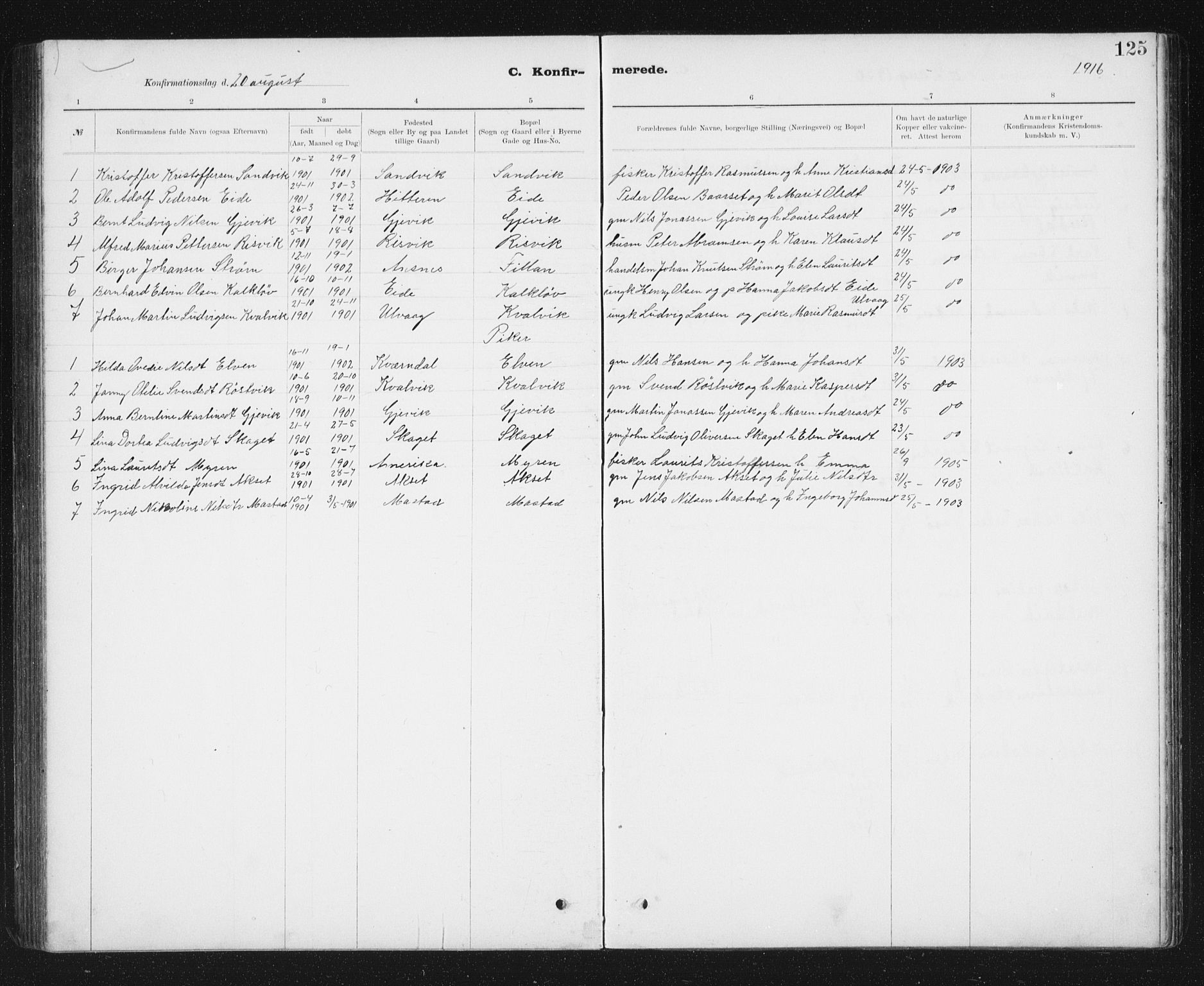 Ministerialprotokoller, klokkerbøker og fødselsregistre - Sør-Trøndelag, AV/SAT-A-1456/637/L0563: Parish register (copy) no. 637C04, 1899-1940, p. 125