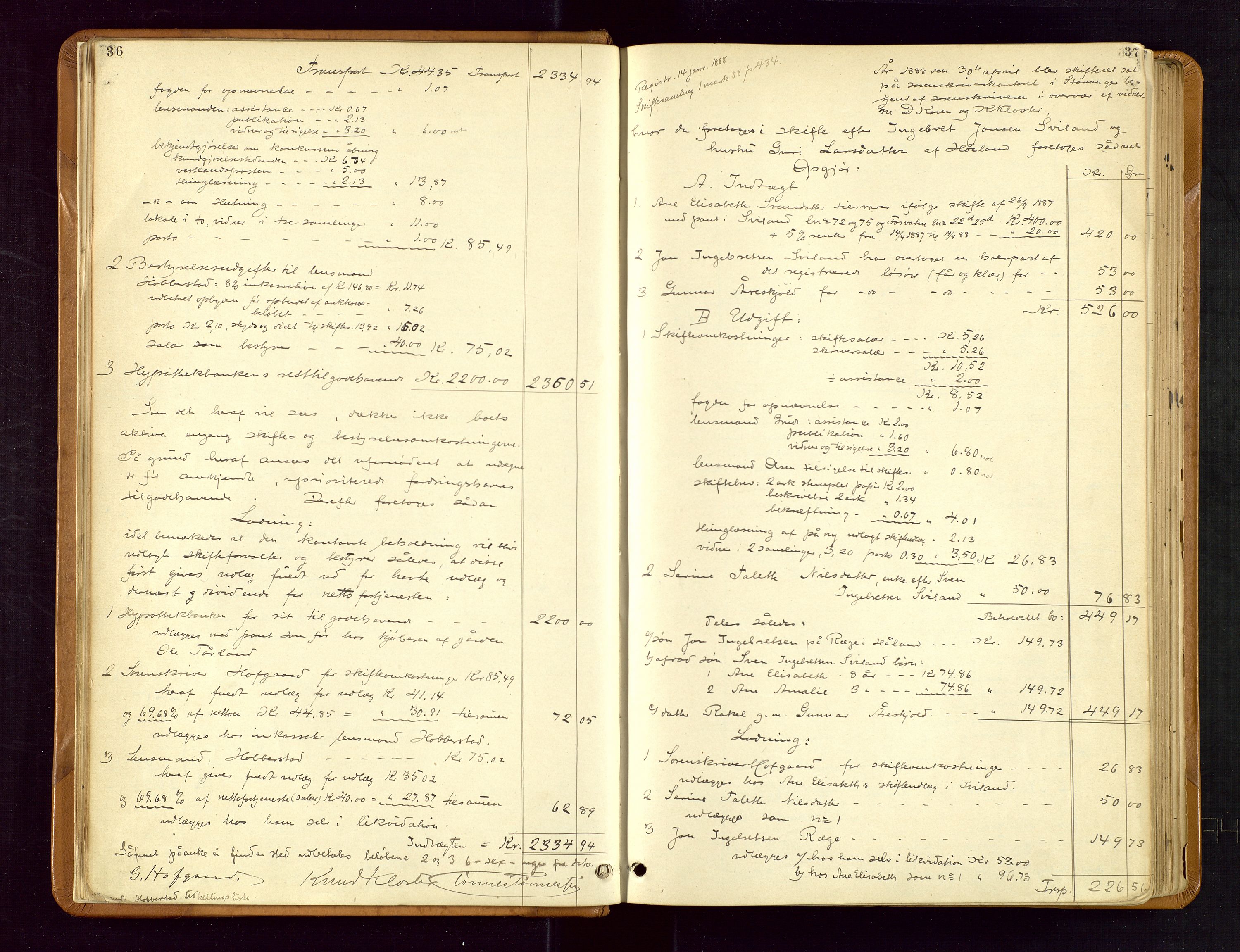 Jæren sorenskriveri, AV/SAST-A-100310/01/5/50/50BB/L0004: SKIFTEUTLODNINGSPROTOKOLL, 1887-1893, p. 36-37