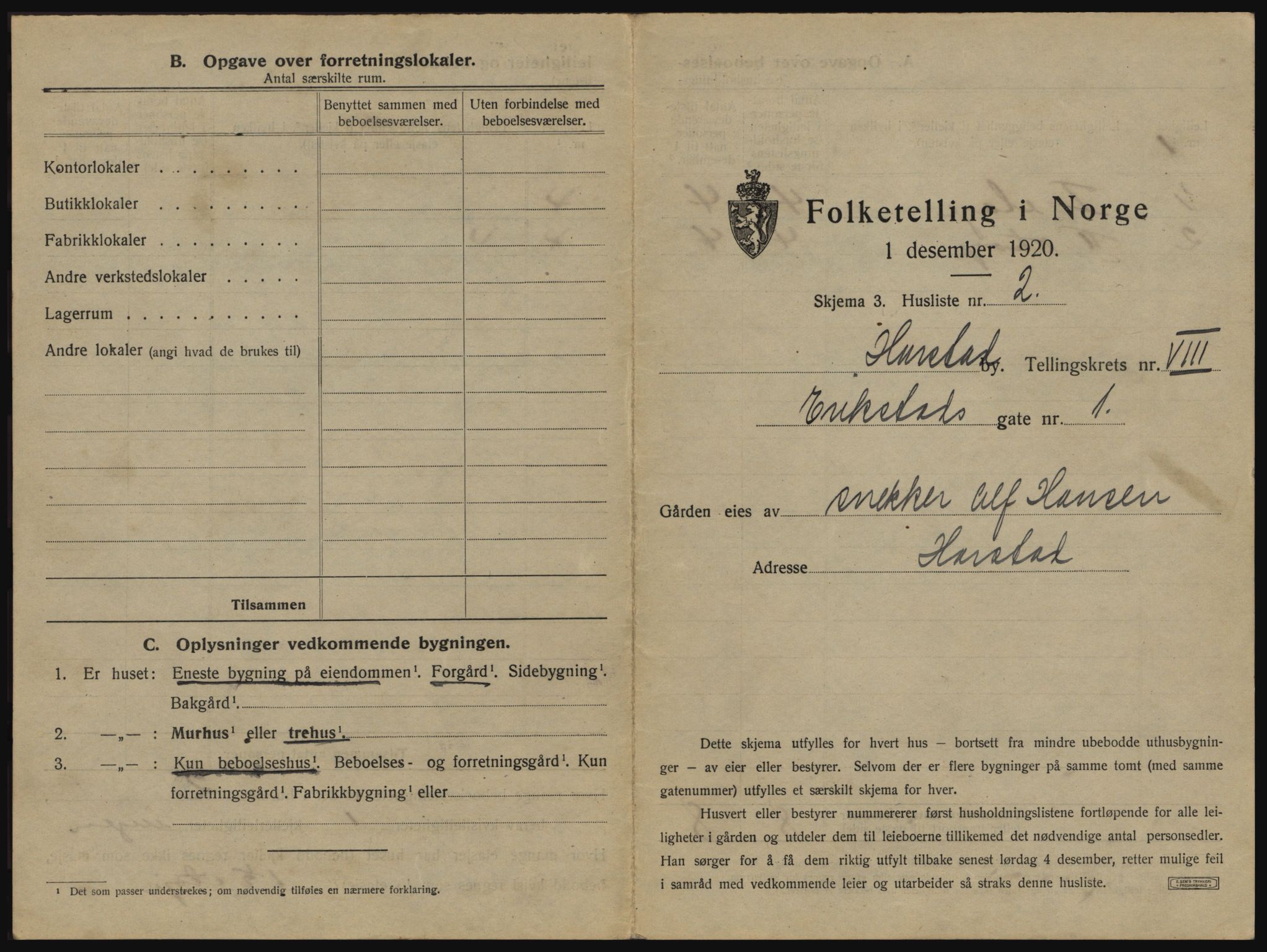 SATØ, 1920 census for Harstad, 1920, p. 767