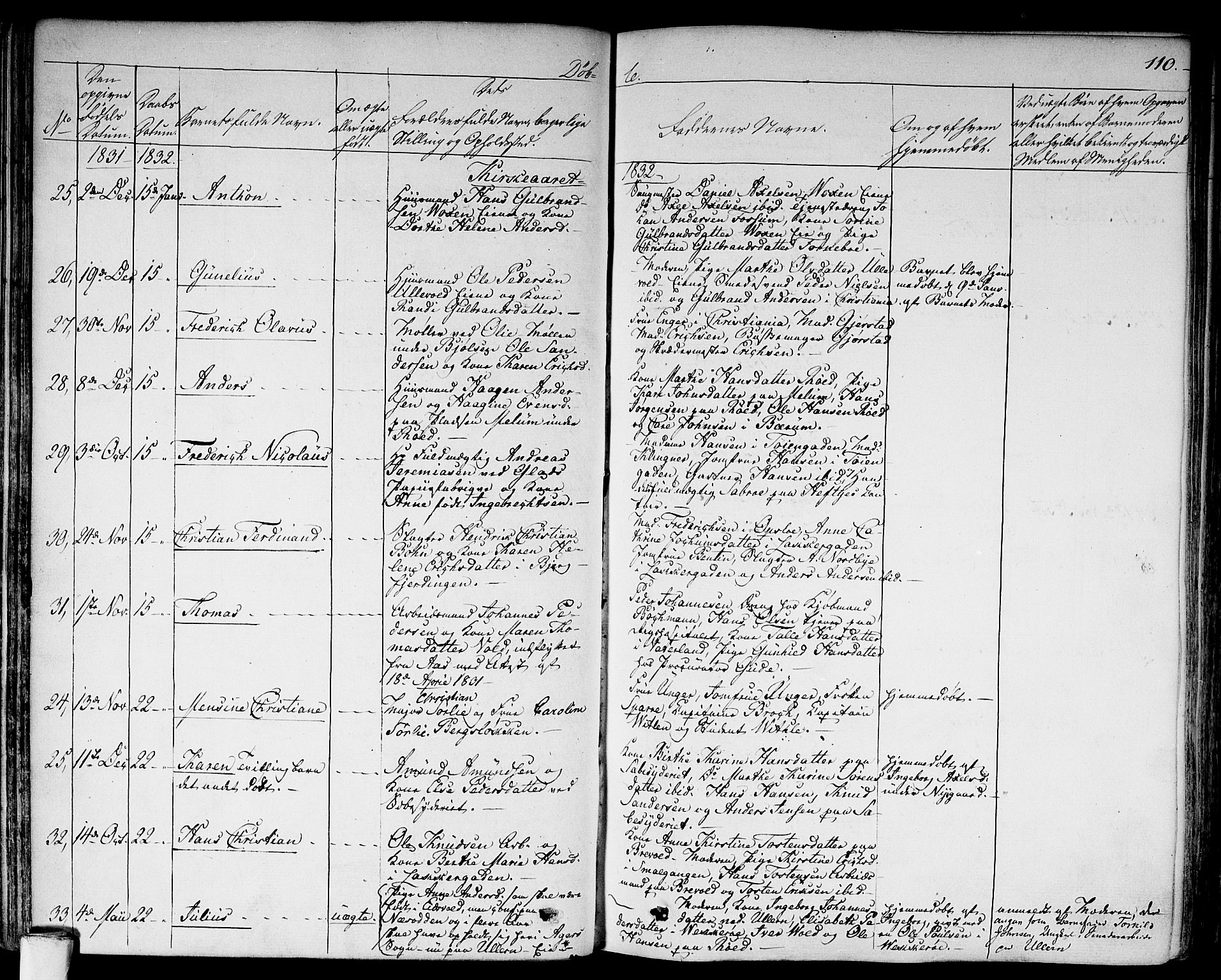 Aker prestekontor kirkebøker, AV/SAO-A-10861/F/L0013: Parish register (official) no. 13, 1828-1837, p. 110