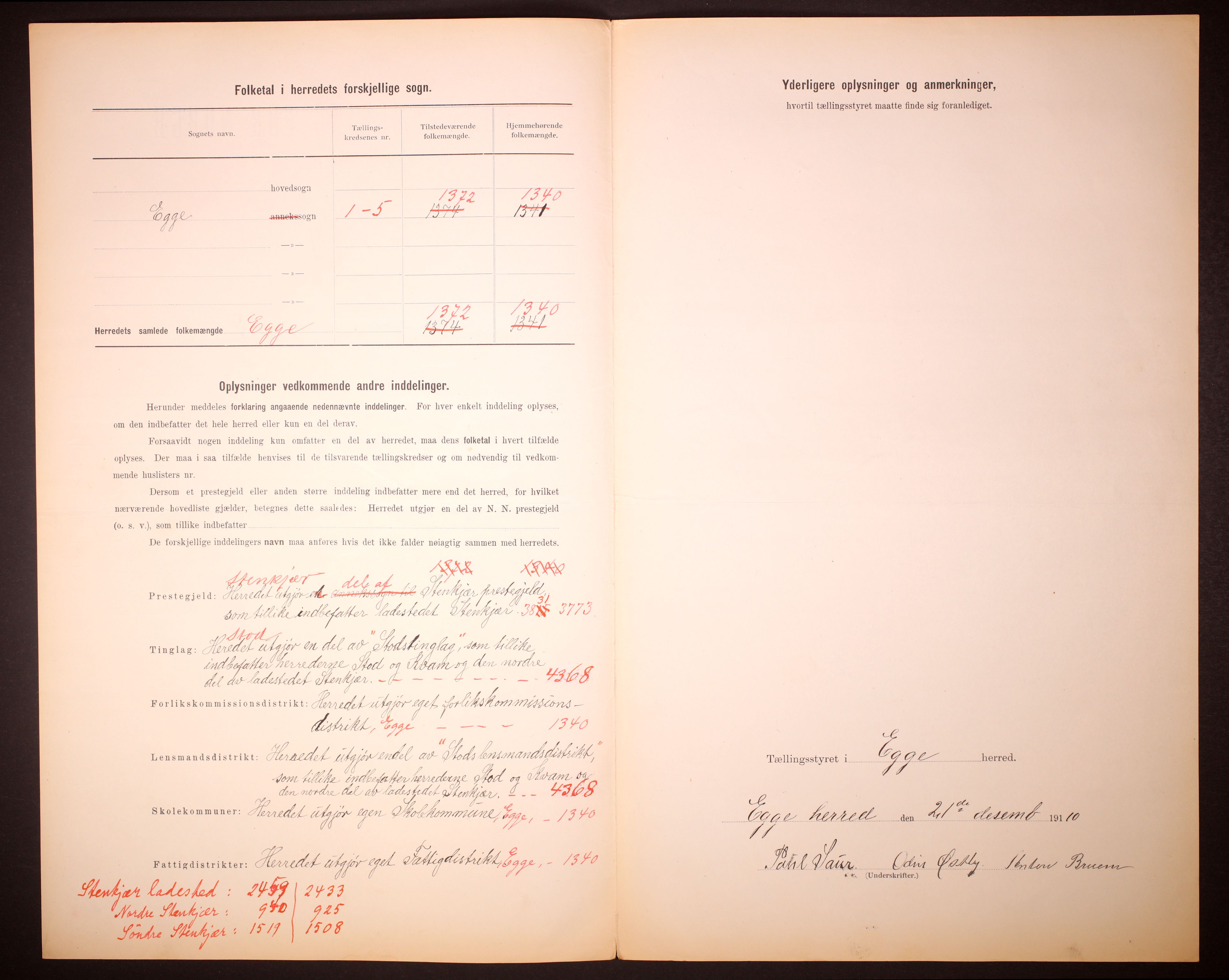 RA, 1910 census for Egge, 1910, p. 3