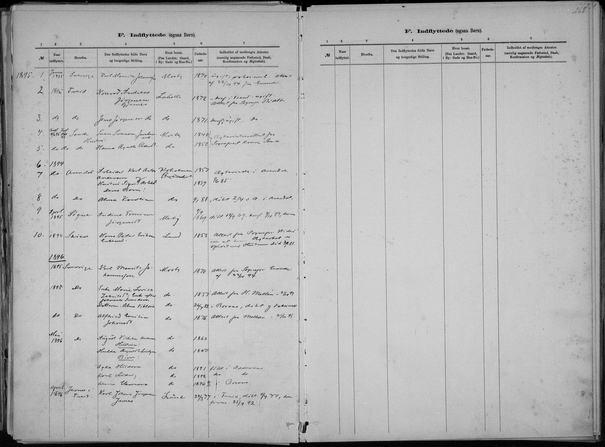 Oddernes sokneprestkontor, AV/SAK-1111-0033/F/Fa/Faa/L0009: Parish register (official) no. A 9, 1884-1896, p. 268