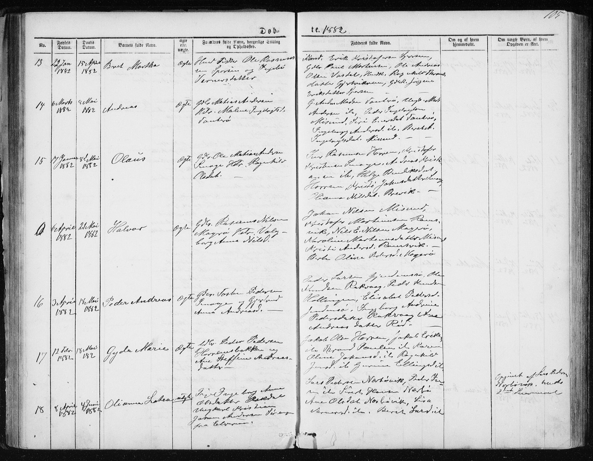 Ministerialprotokoller, klokkerbøker og fødselsregistre - Møre og Romsdal, AV/SAT-A-1454/560/L0724: Parish register (copy) no. 560C01, 1867-1892, p. 105