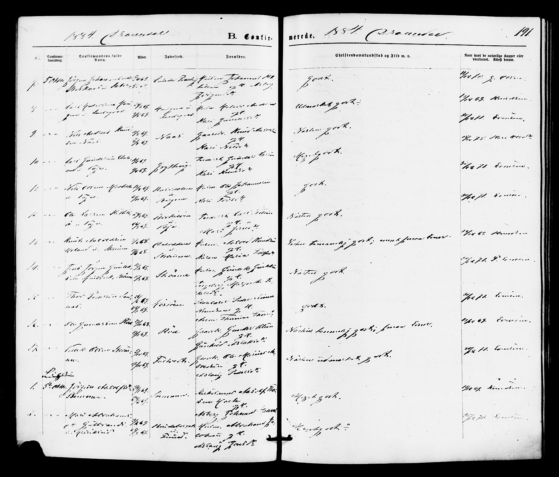 Drangedal kirkebøker, SAKO/A-258/F/Fa/L0009: Parish register (official) no. 9 /1, 1872-1884, p. 191