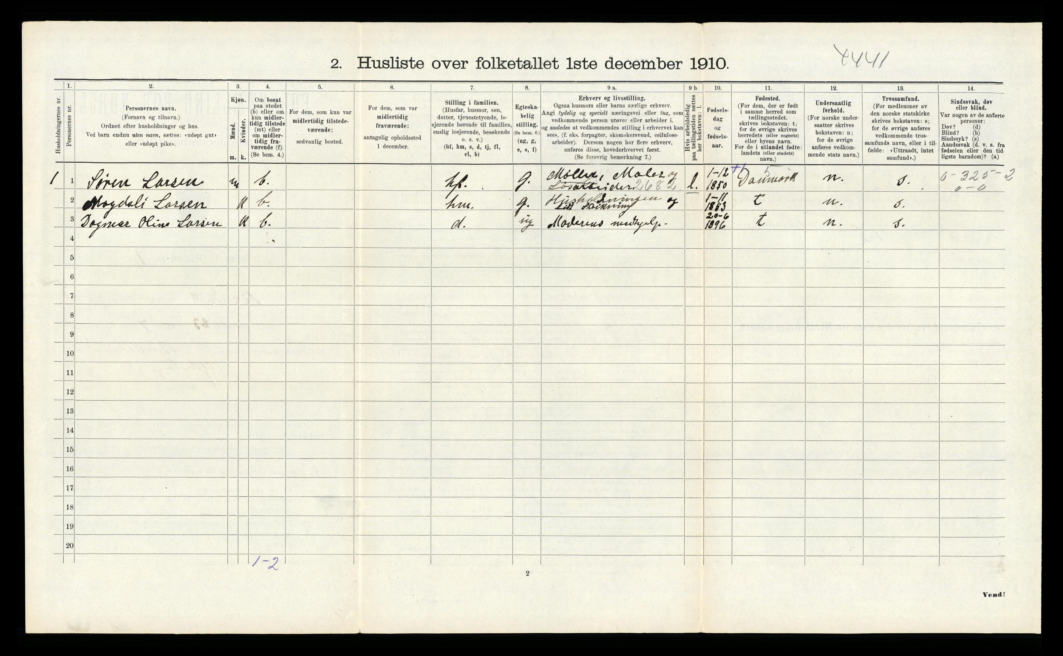 RA, 1910 census for Bruvik, 1910, p. 261