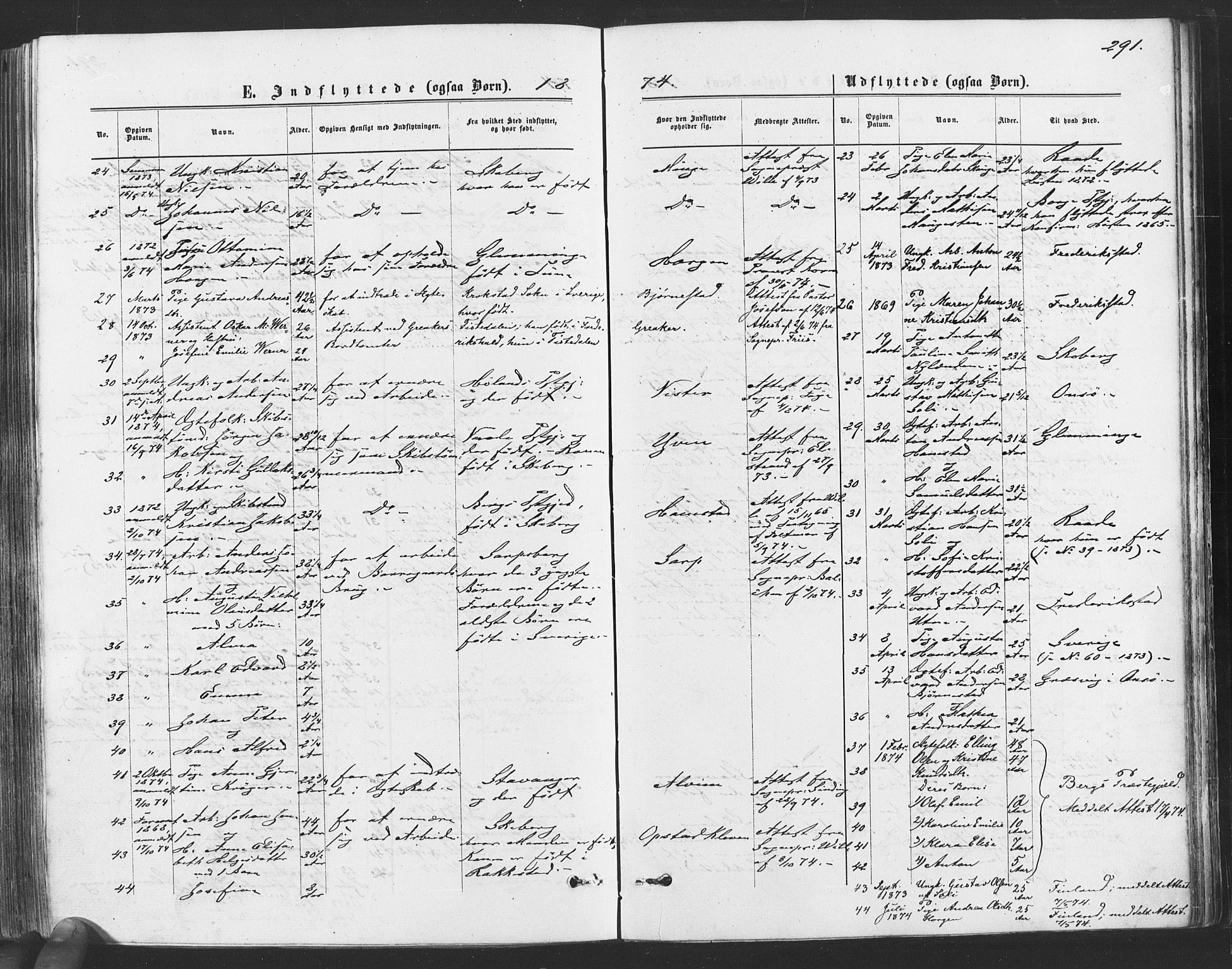 Tune prestekontor Kirkebøker, SAO/A-2007/F/Fa/L0016: Parish register (official) no. 16, 1874-1877, p. 291