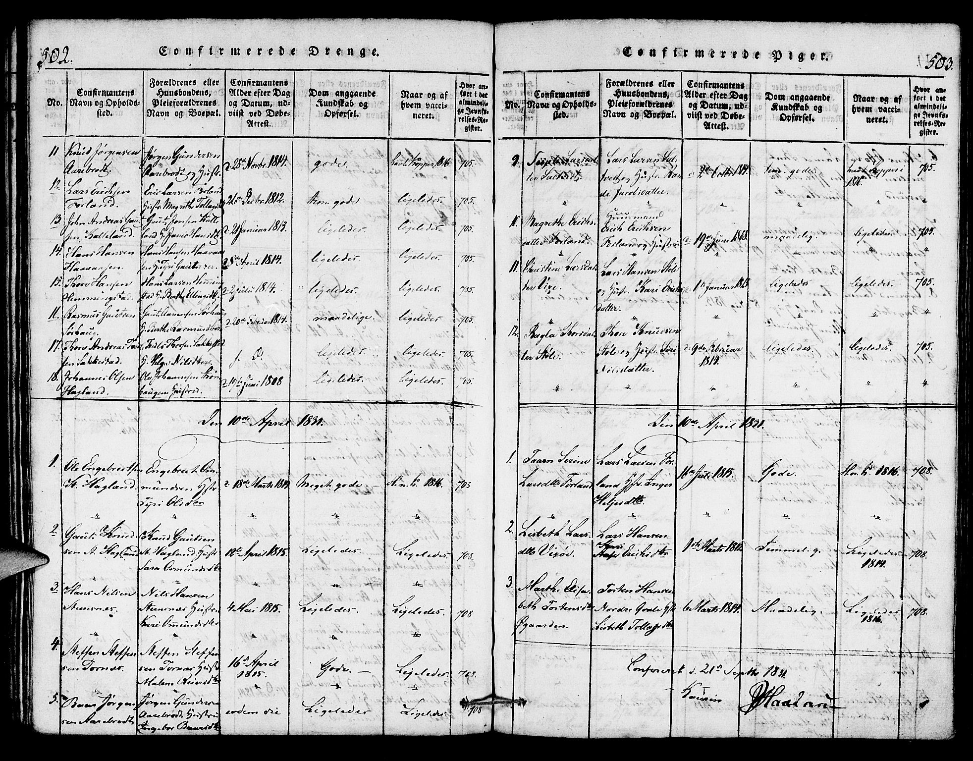 Torvastad sokneprestkontor, SAST/A -101857/H/Ha/Haa/L0004: Parish register (official) no. A 4, 1817-1836, p. 502-503