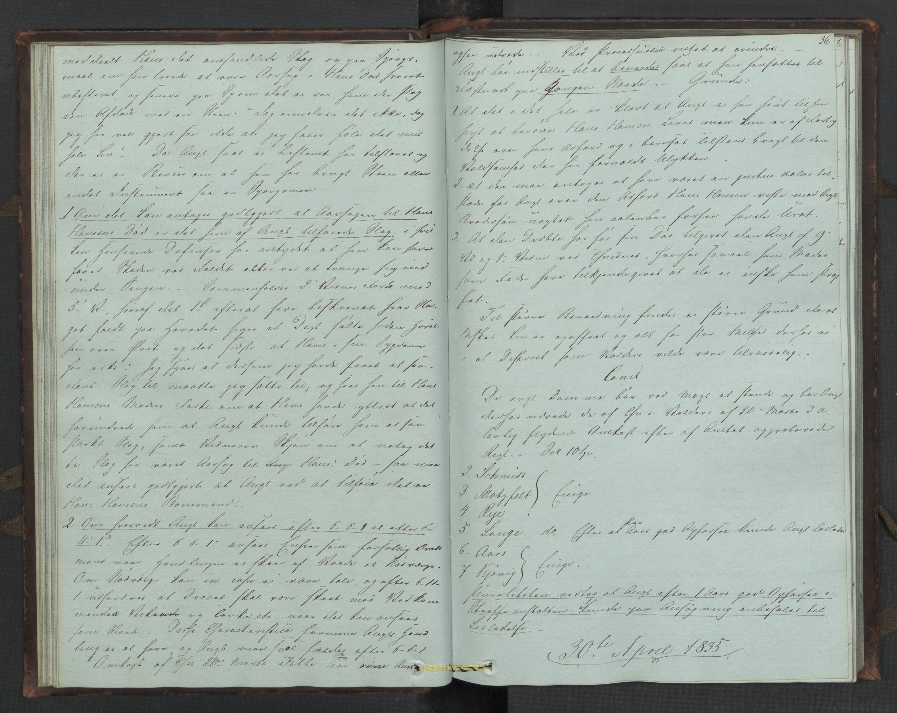 Høyesterett, AV/RA-S-1002/E/Eb/Eba/L0023/0001: Voteringsprotokoller / Voteringsprotokoll, 1835, p. 35b-36a