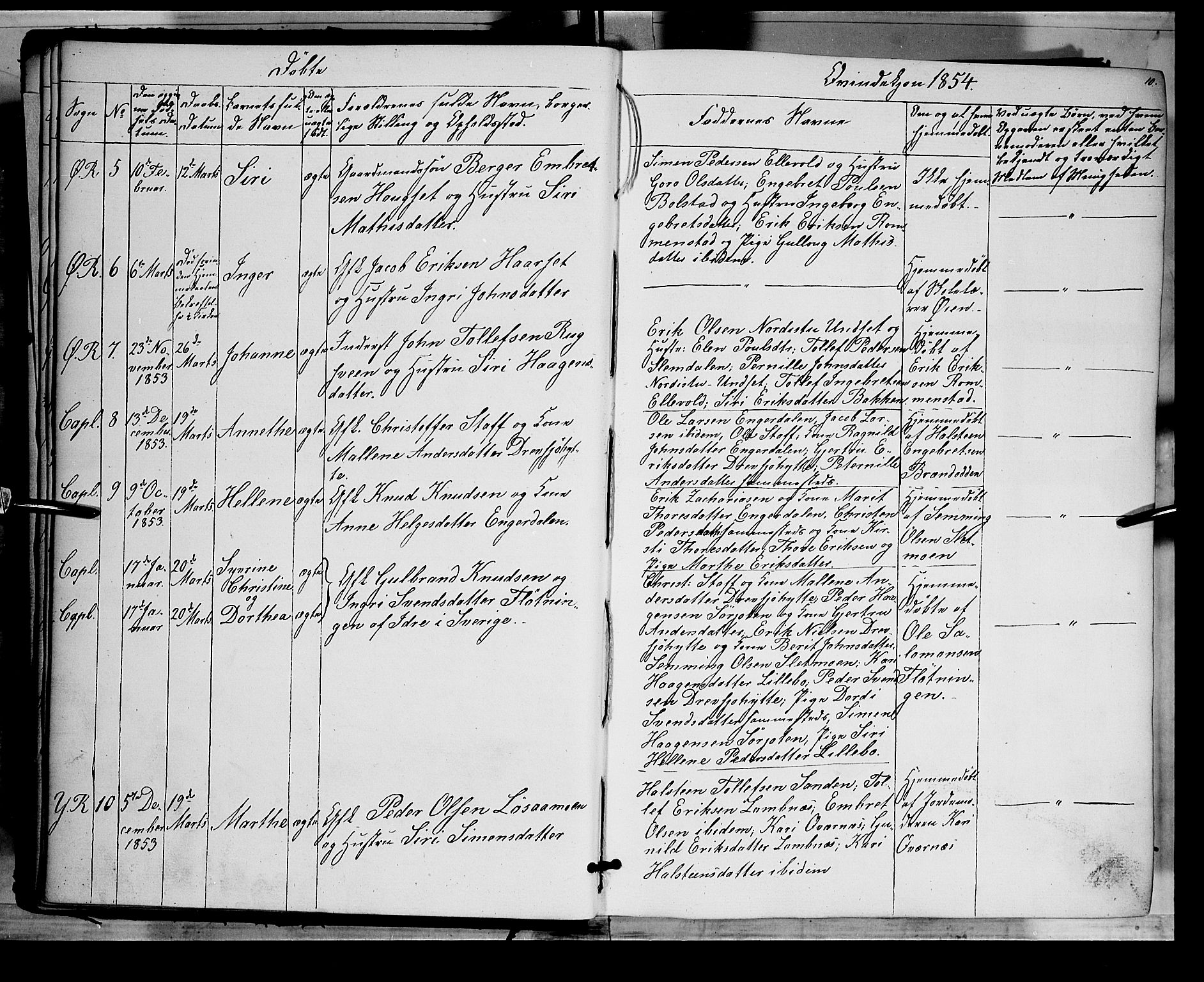 Rendalen prestekontor, AV/SAH-PREST-054/H/Ha/Haa/L0005: Parish register (official) no. 5, 1853-1866, p. 10