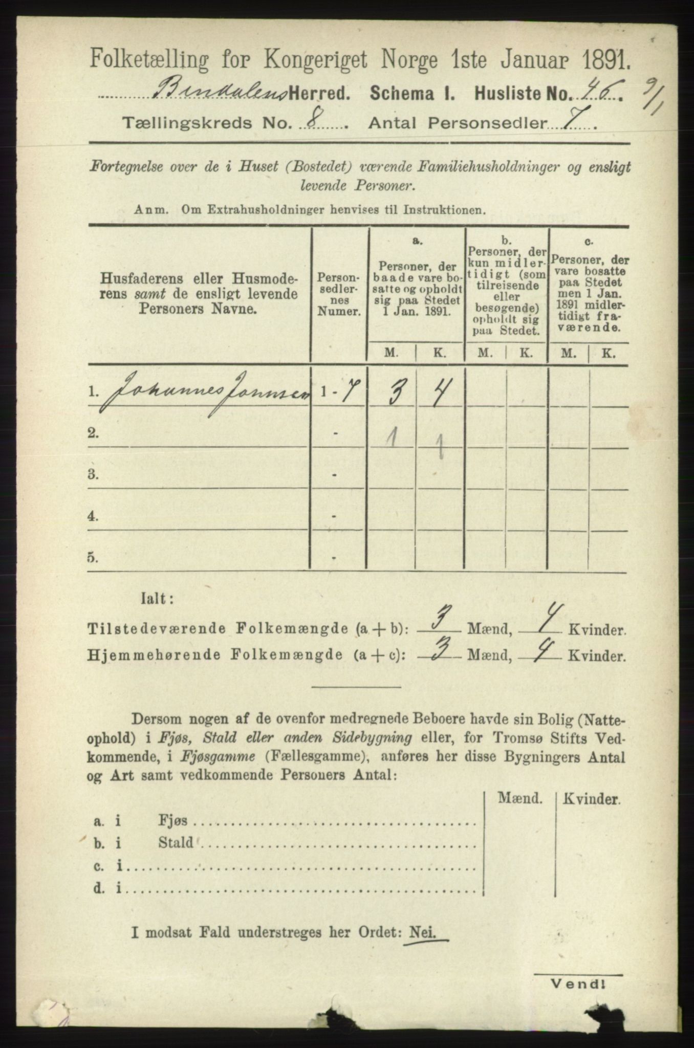 RA, 1891 census for 1811 Bindal, 1891, p. 2608