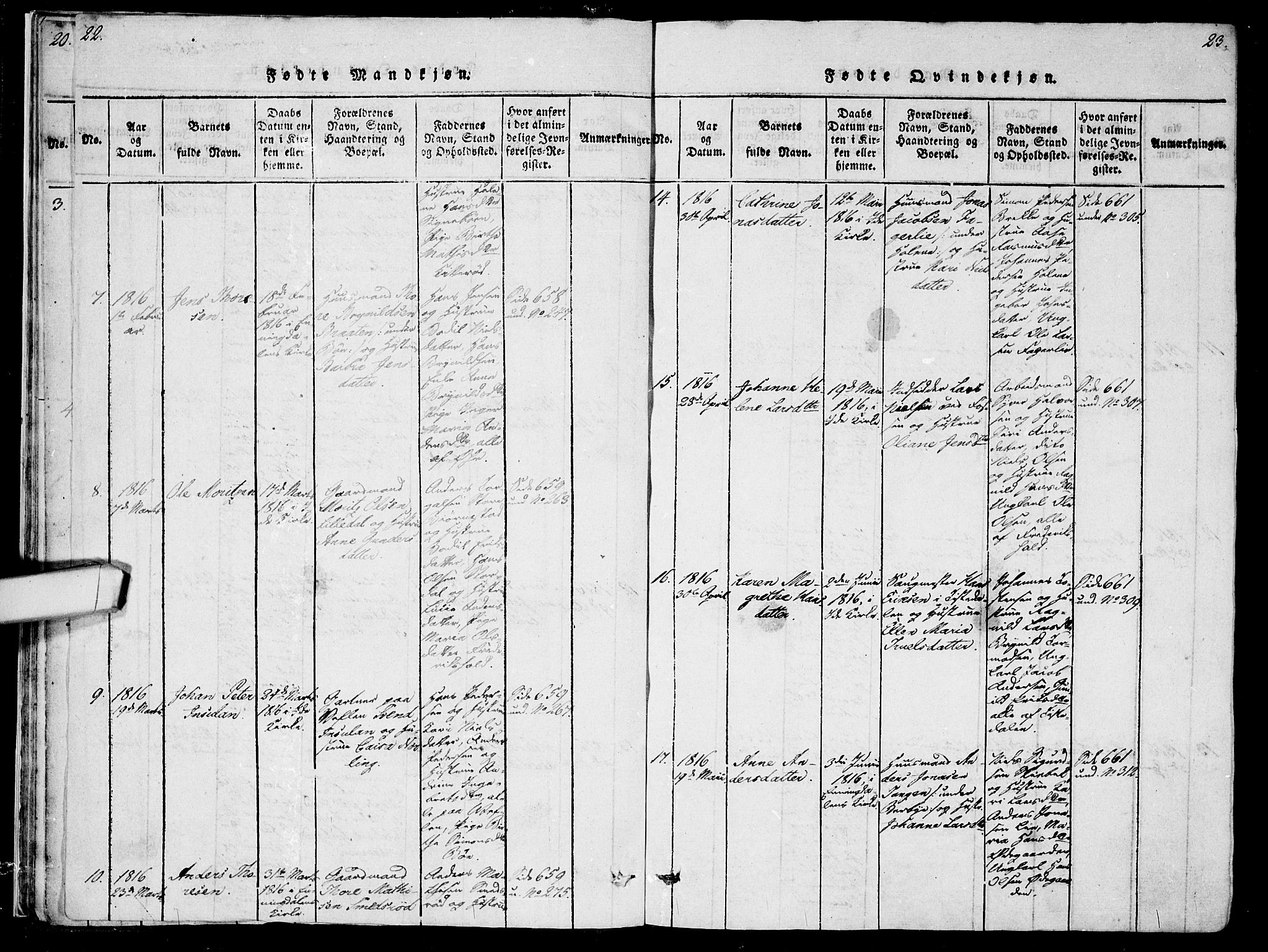 Idd prestekontor Kirkebøker, AV/SAO-A-10911/F/Fc/L0002: Parish register (official) no. III 2, 1815-1831, p. 22-23