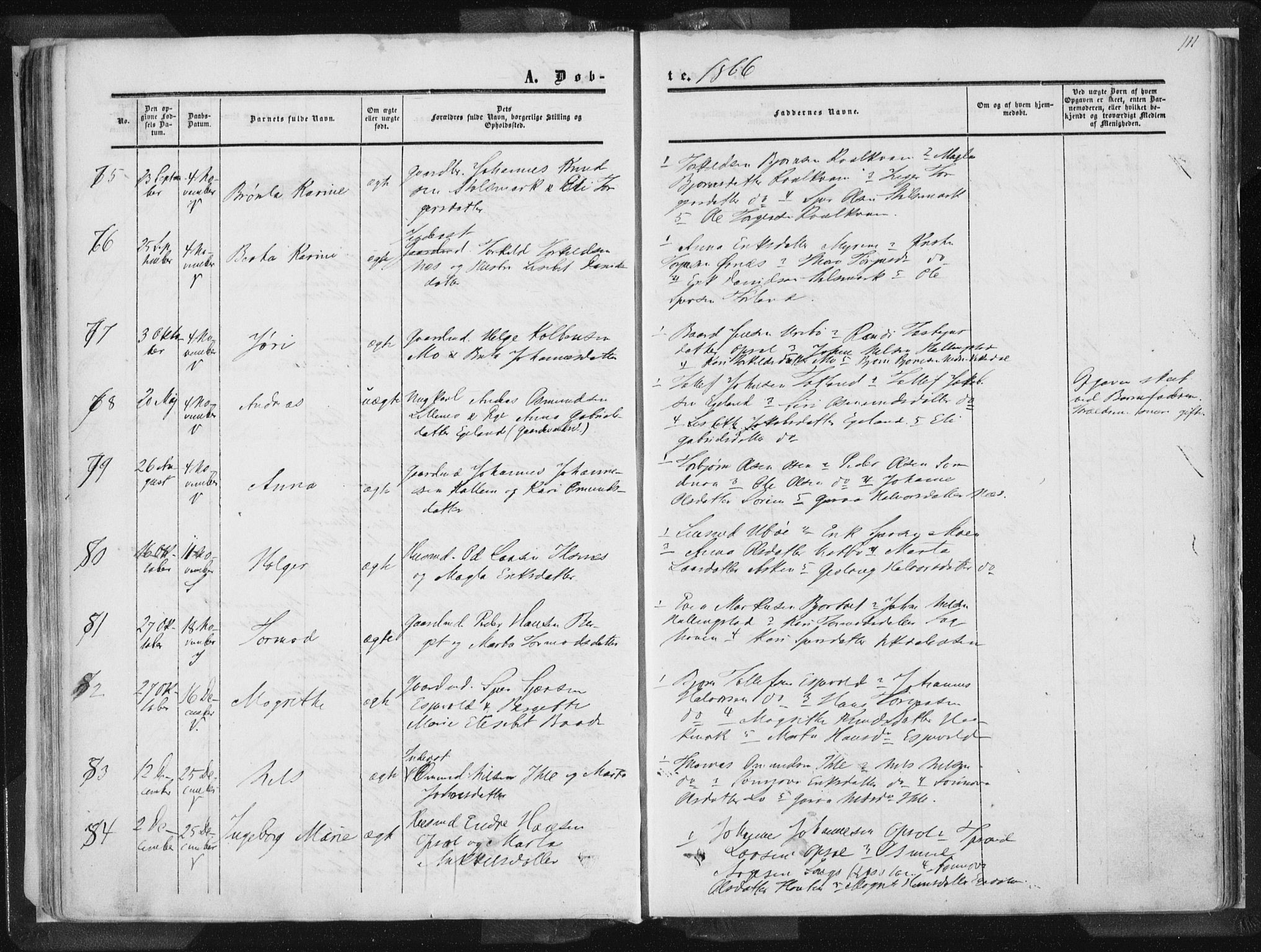 Vikedal sokneprestkontor, AV/SAST-A-101840/01/IV: Parish register (official) no. A 6.1, 1851-1867, p. 111