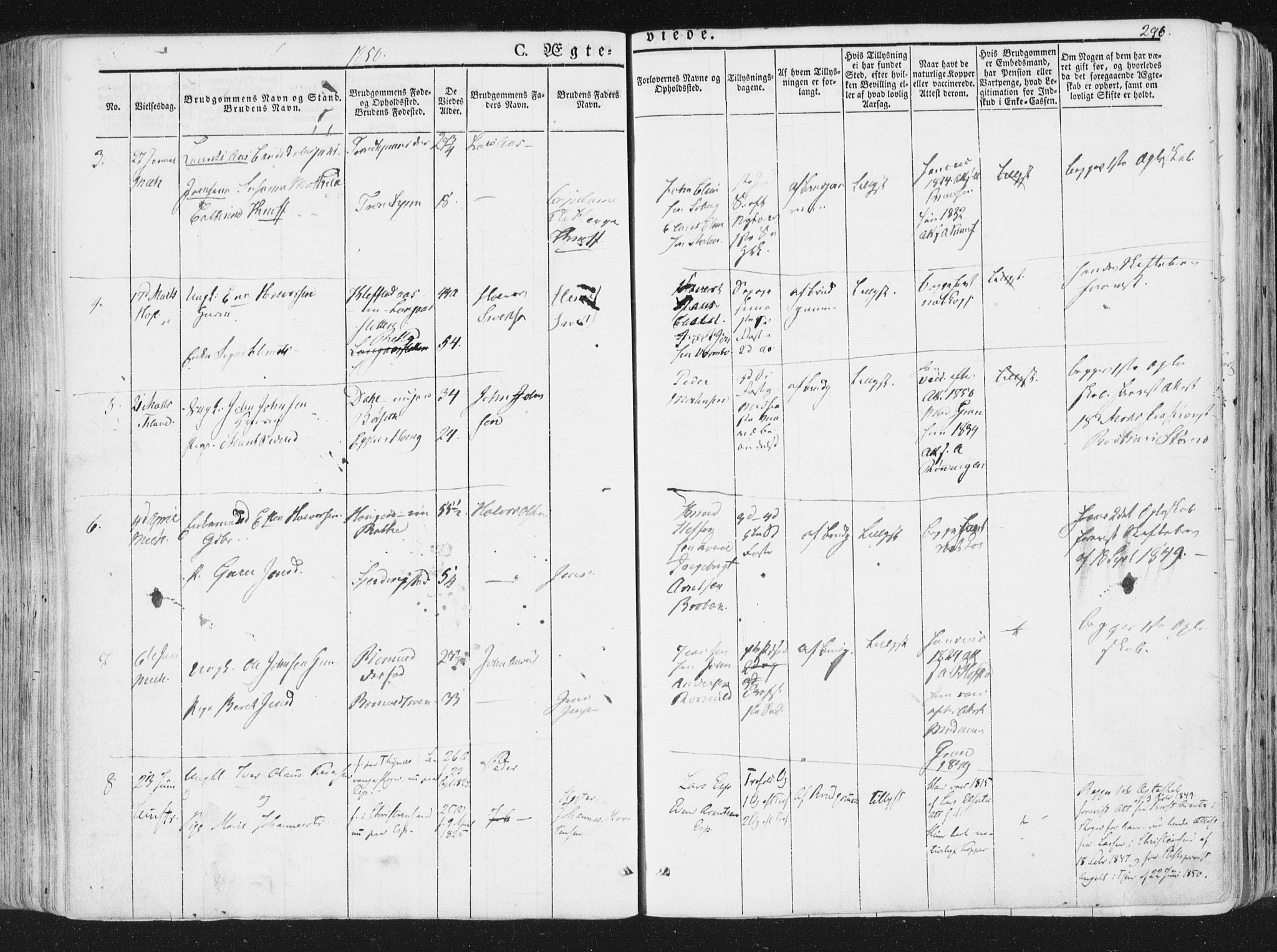 Ministerialprotokoller, klokkerbøker og fødselsregistre - Sør-Trøndelag, AV/SAT-A-1456/691/L1074: Parish register (official) no. 691A06, 1842-1852, p. 296