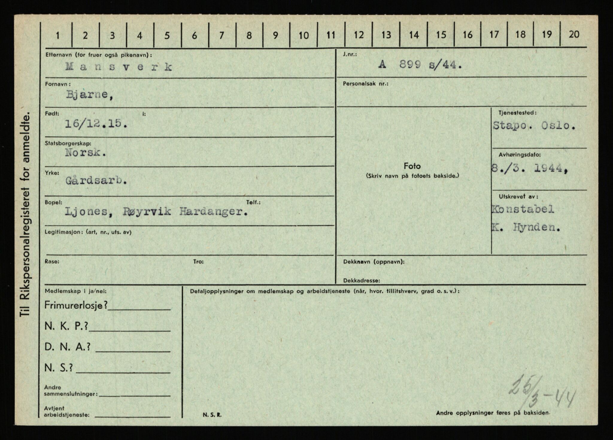 Statspolitiet - Hovedkontoret / Osloavdelingen, AV/RA-S-1329/C/Ca/L0010: Lind - Moksnes, 1943-1945, p. 2689