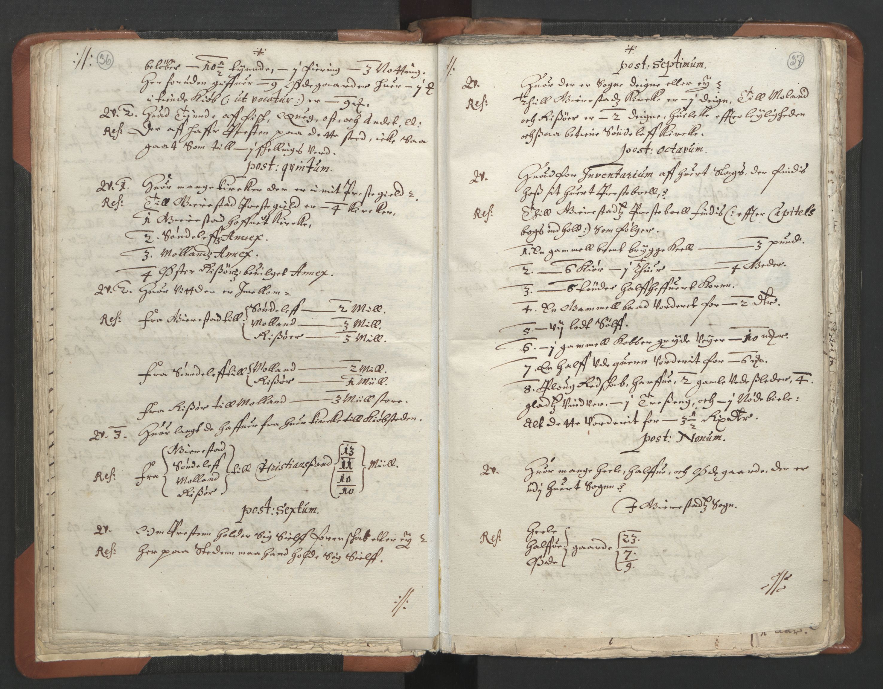 RA, Vicar's Census 1664-1666, no. 13: Nedenes deanery, 1664-1666, p. 36-37