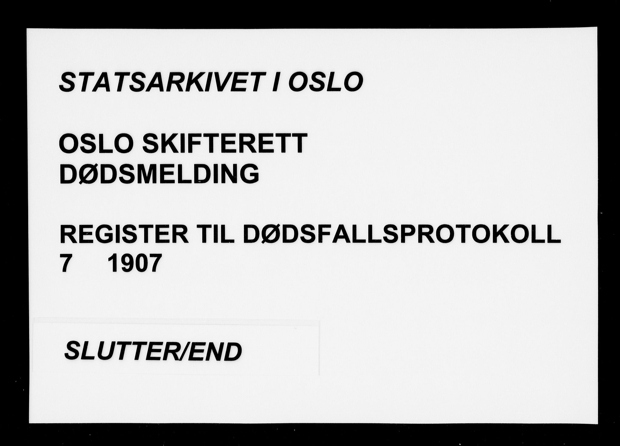 Oslo skifterett, AV/SAO-A-10383/F/Fa/Faa/L0007: Navneregister, 1907