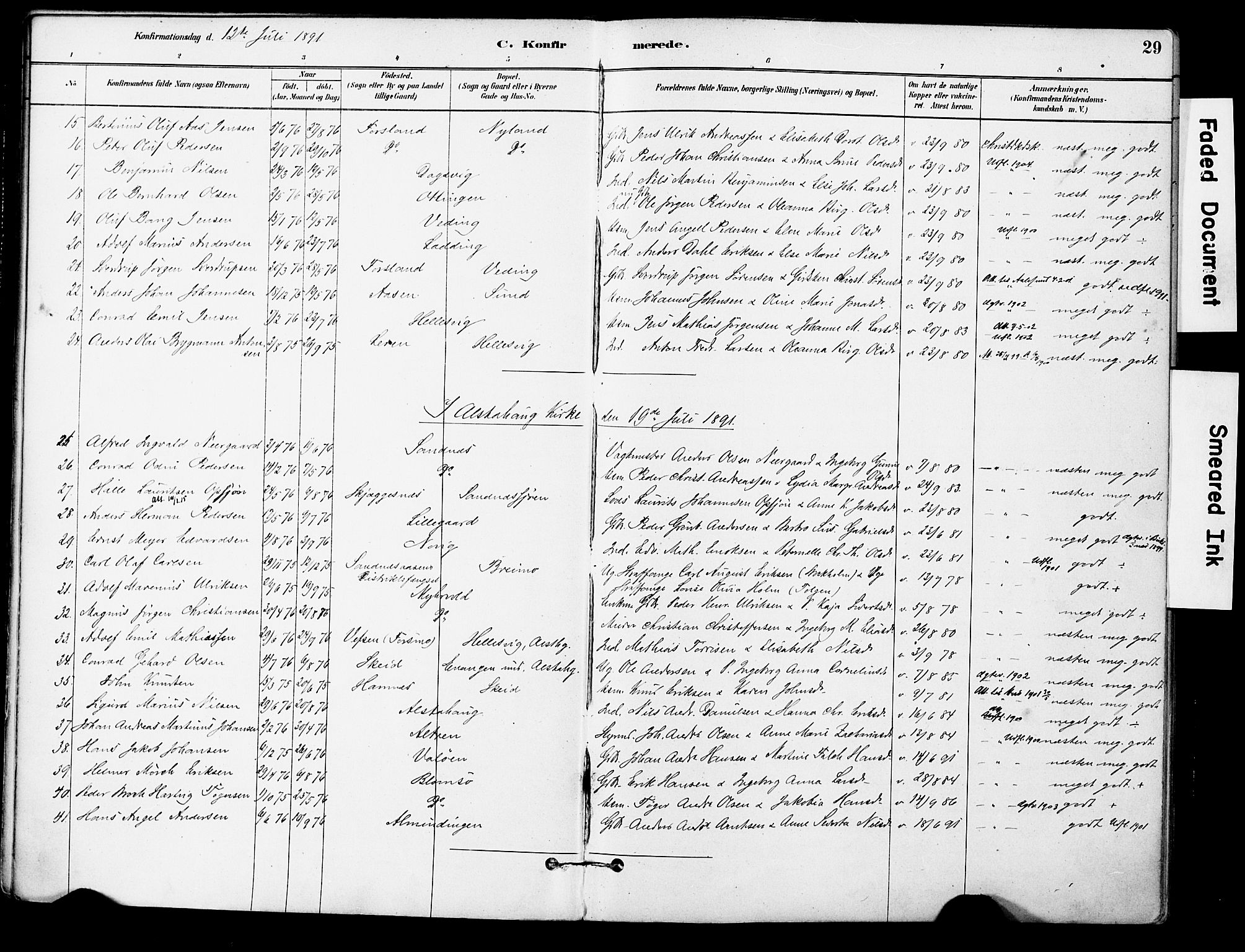 Ministerialprotokoller, klokkerbøker og fødselsregistre - Nordland, AV/SAT-A-1459/830/L0450: Parish register (official) no. 830A14, 1879-1896, p. 29